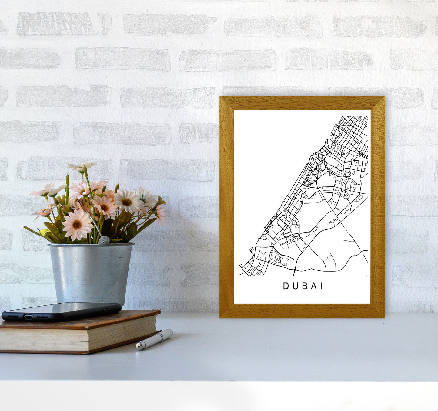 Dubai Map Art Print by Pixy Paper A4 Print Only