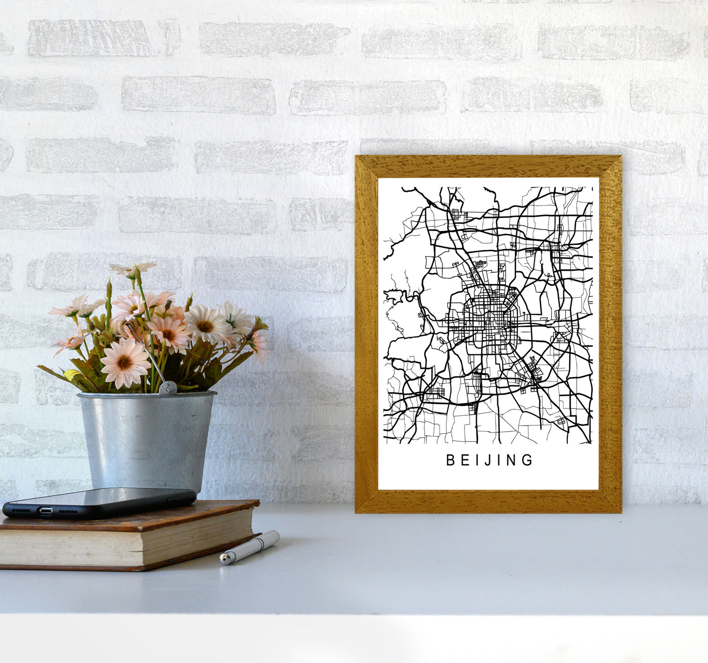 Beijing Map Art Print by Pixy Paper A4 Print Only