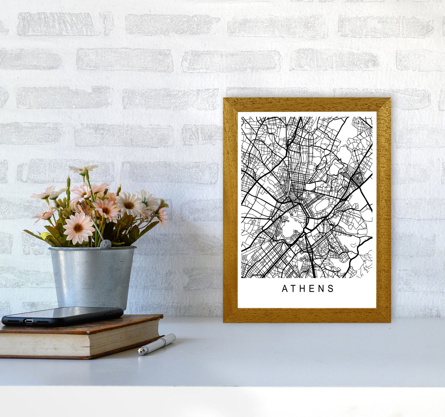 Athens Map Art Print by Pixy Paper A4 Print Only