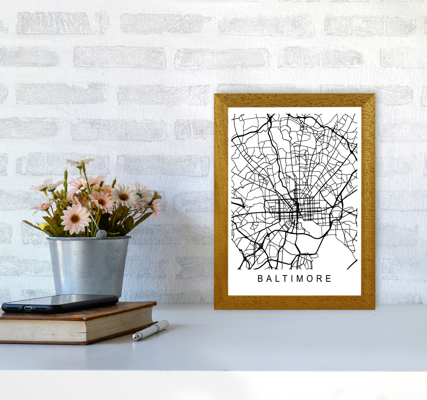 Baltimore Map Art Print by Pixy Paper A4 Print Only