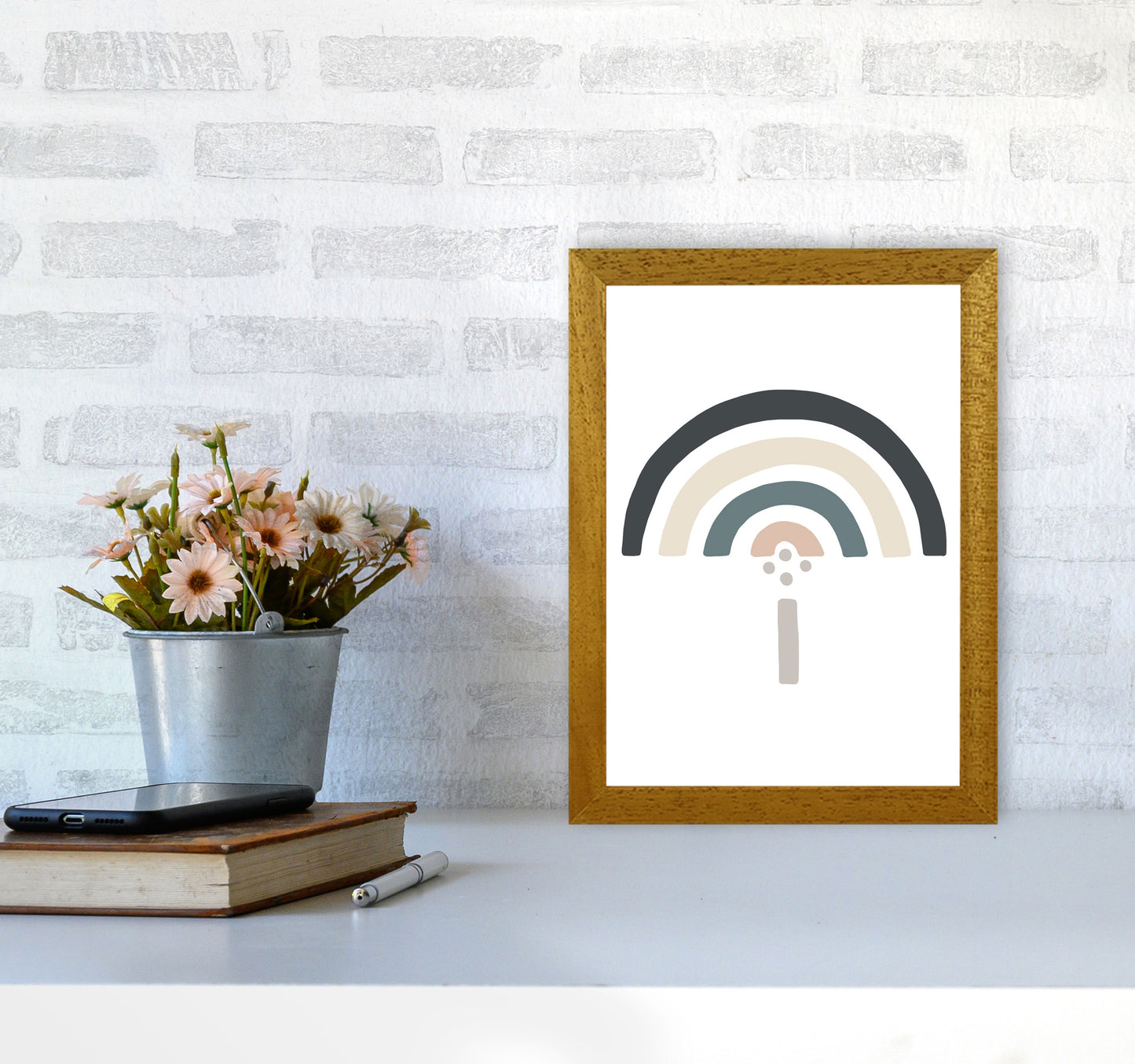Inspired Natural Rainbow White Art Print by Pixy Paper A4 Print Only