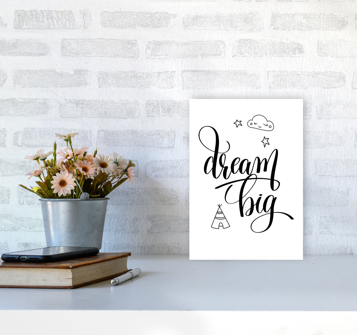 Dream Big Black Framed Nursey Wall Art Print A4 Black Frame