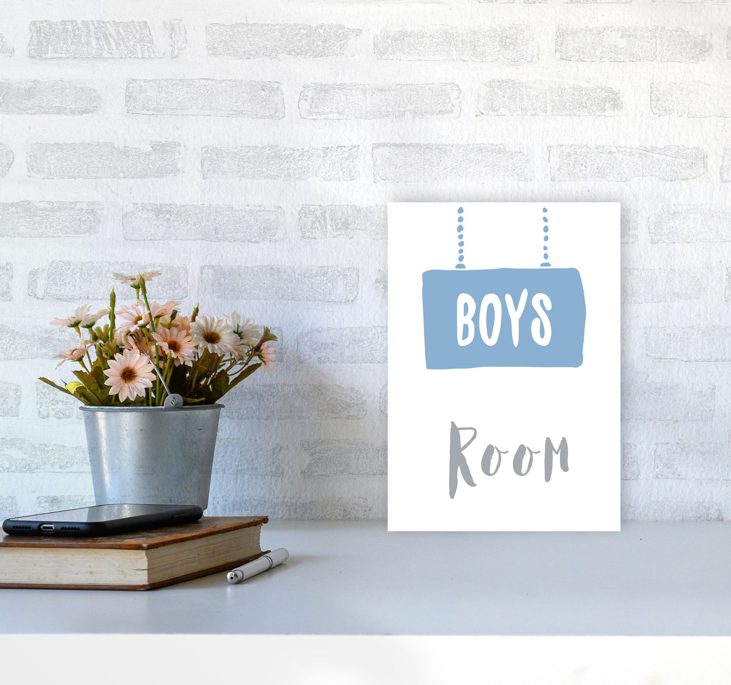 Boys Room Blue Framed Nursey Wall Art Print A4 Black Frame