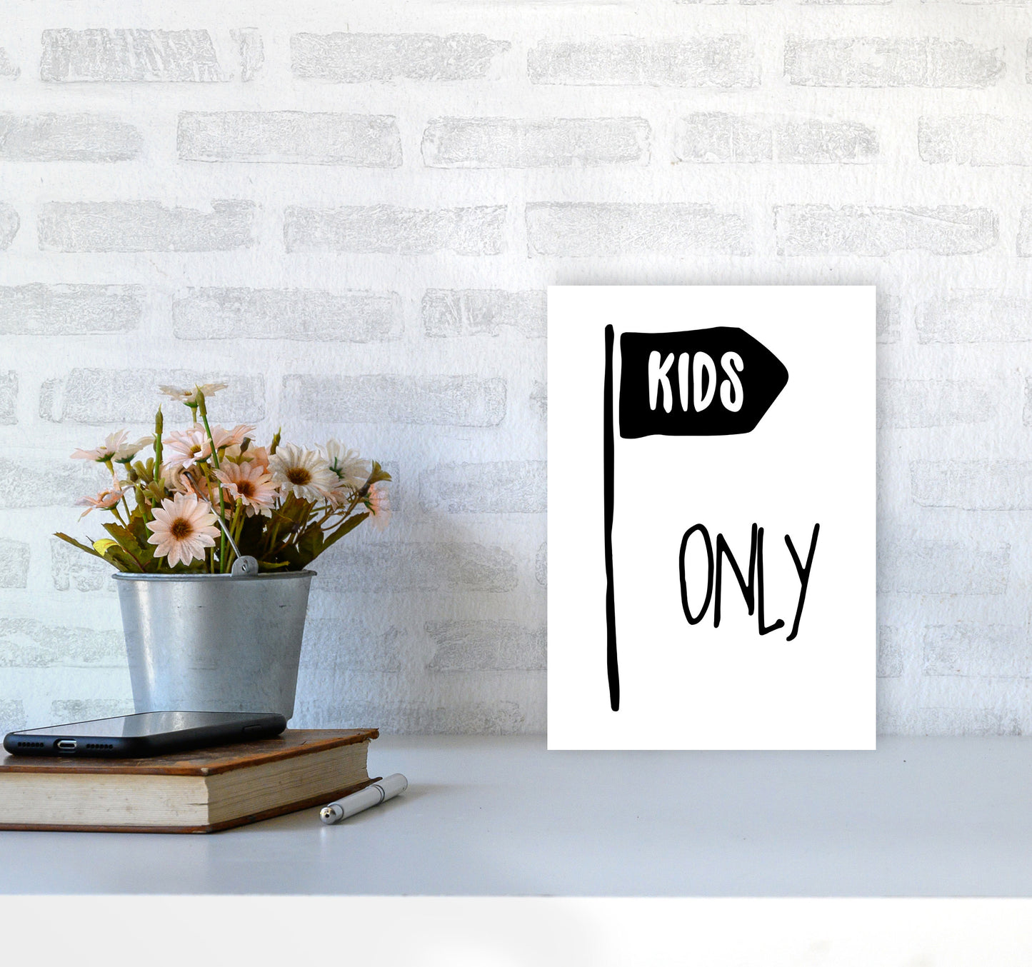 Kids Only Black Framed Nursey Wall Art Print A4 Black Frame