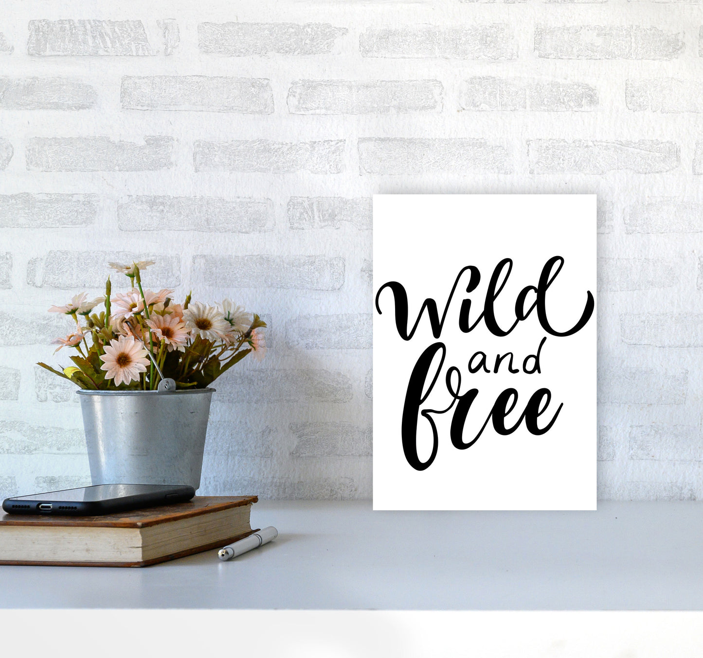 Wild And Free Modern Print A4 Black Frame
