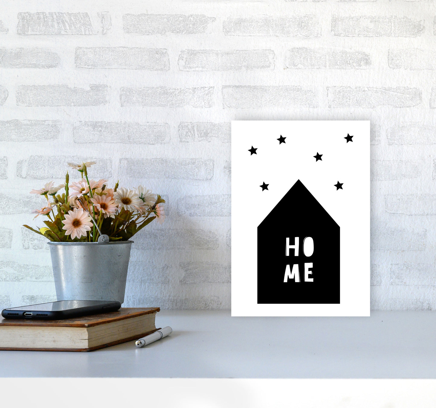 Home Scandi Framed Typography Wall Art Print A4 Black Frame