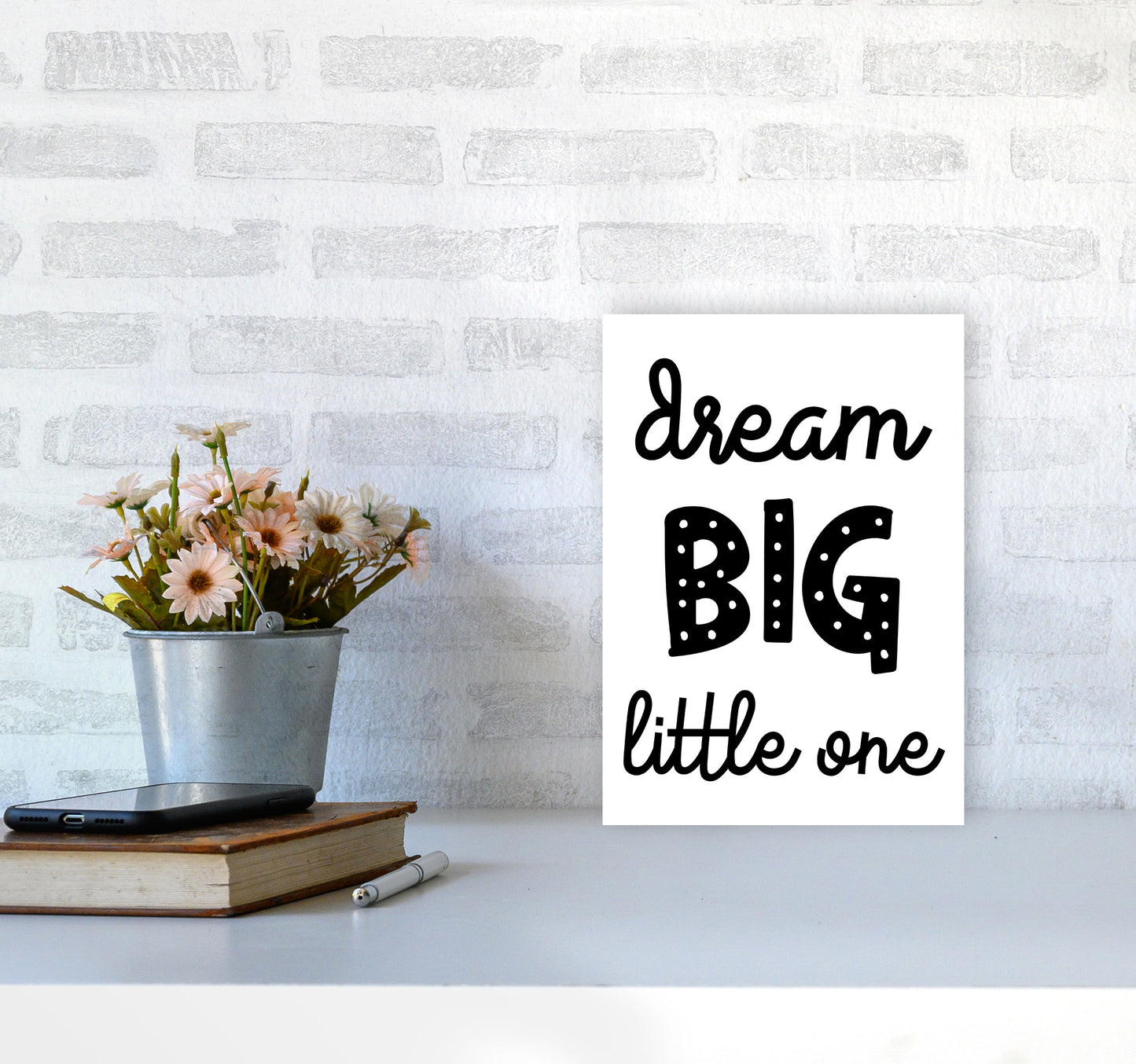 Dream Big Little One Black Framed Nursey Wall Art Print A4 Black Frame