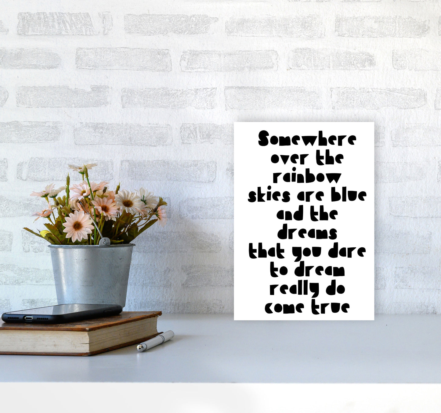Somewhere Over The Rainbow Black Modern Print A4 Black Frame