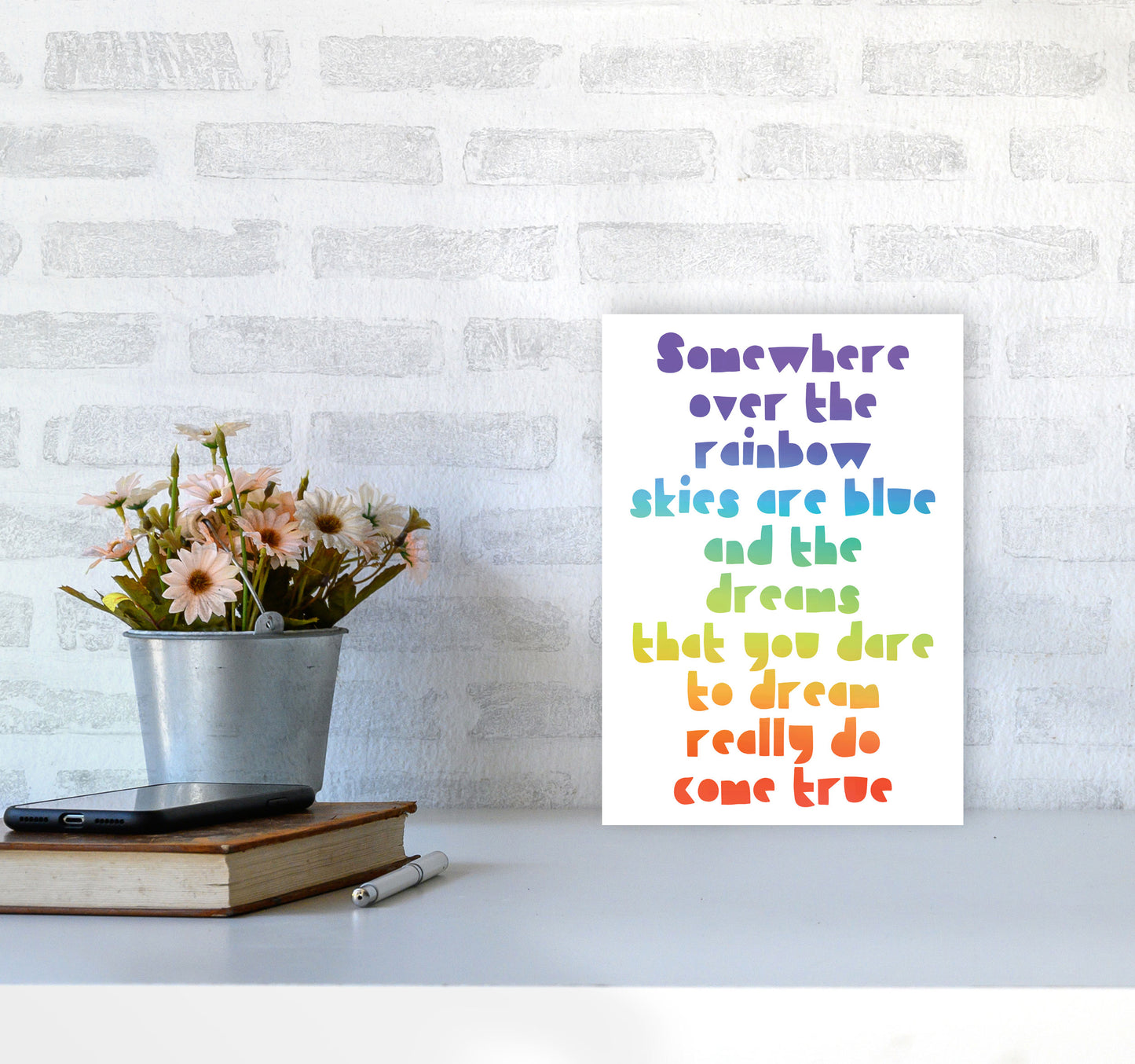 Somewhere Over The Rainbow Multi Modern Print A4 Black Frame