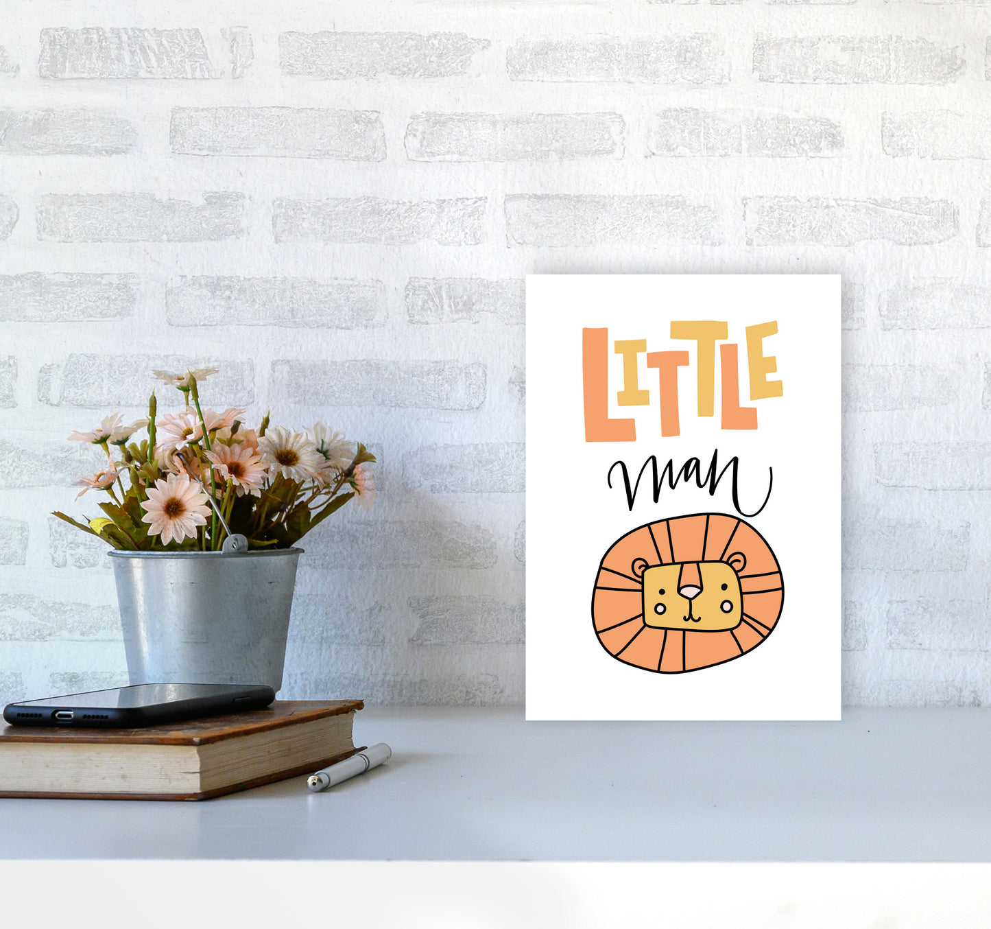 Little Lion Man Framed Nursey Wall Art Print A4 Black Frame