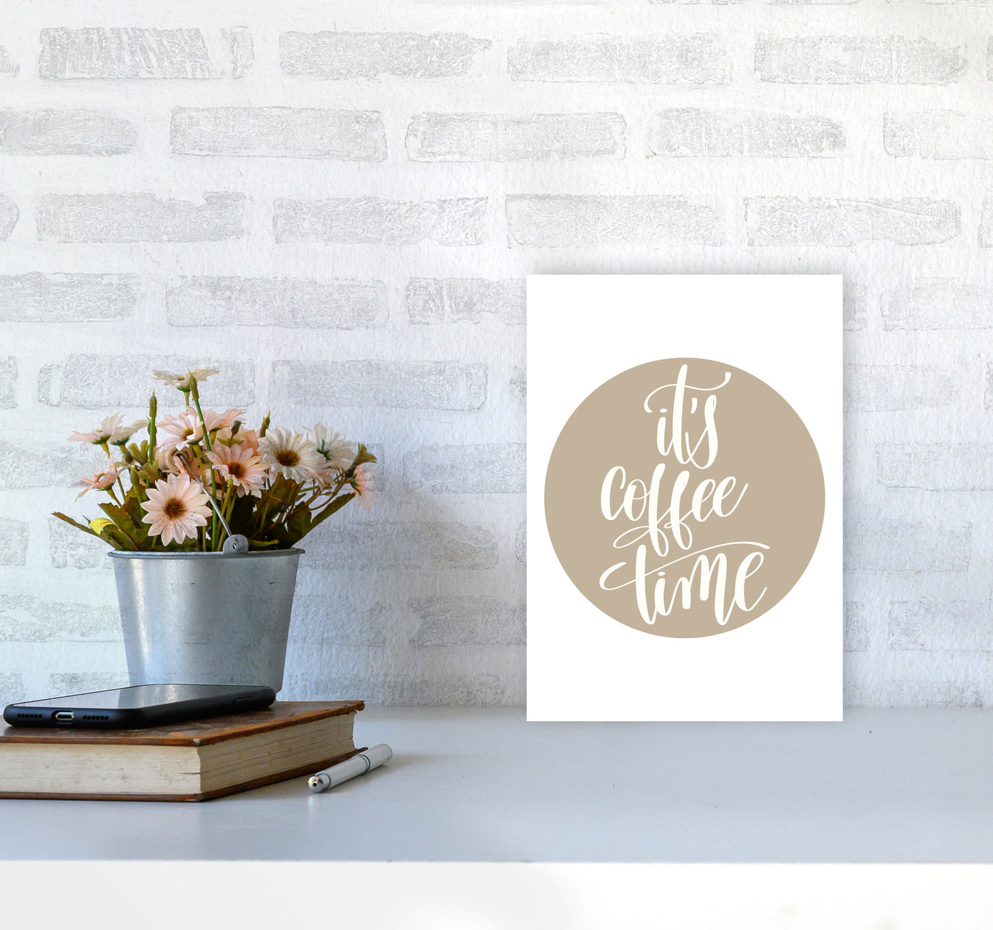 It's Coffee Time Framed Typography Wall Art Print A4 Black Frame