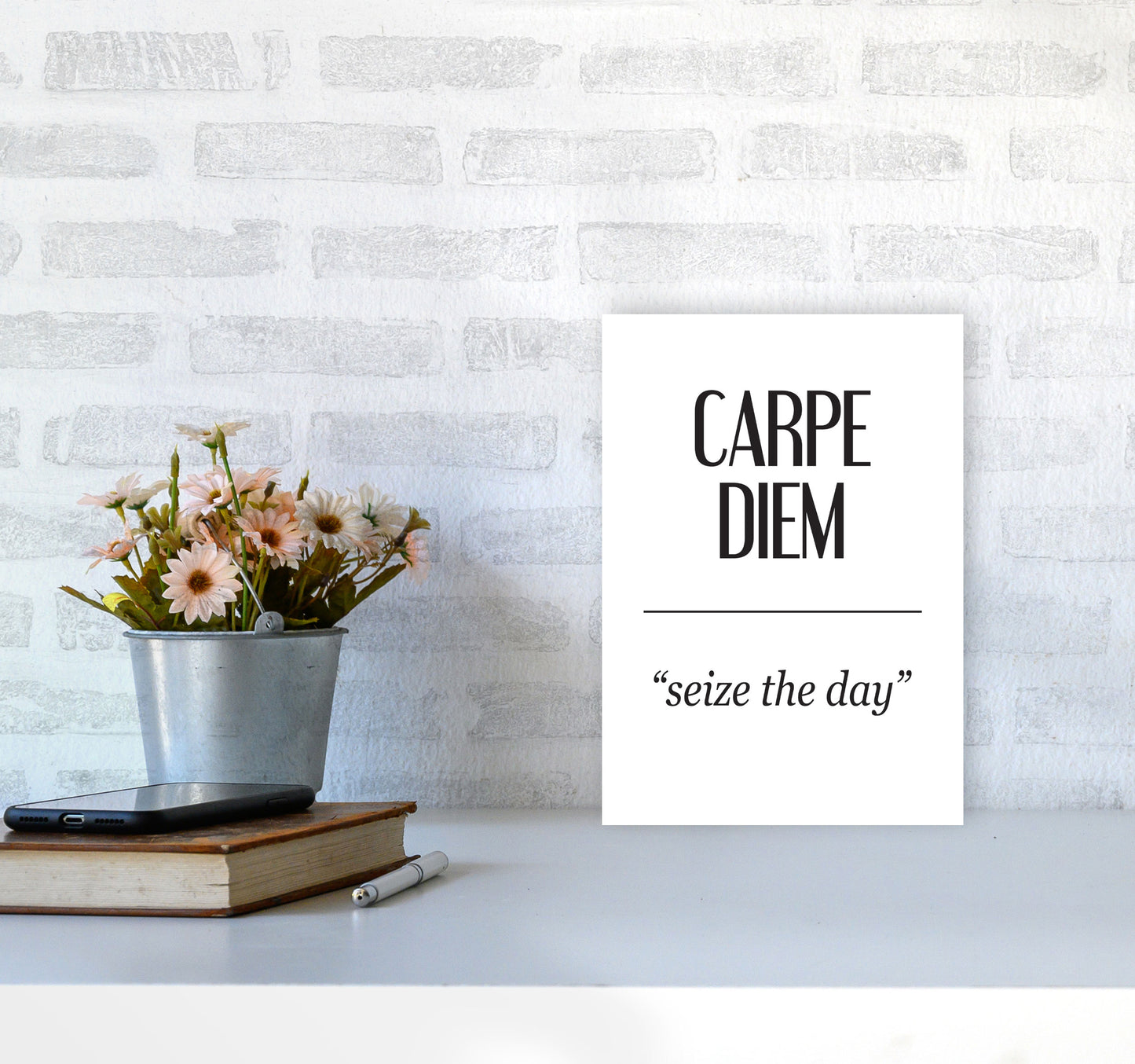 Carpe Diem Framed Typography Wall Art Print A4 Black Frame