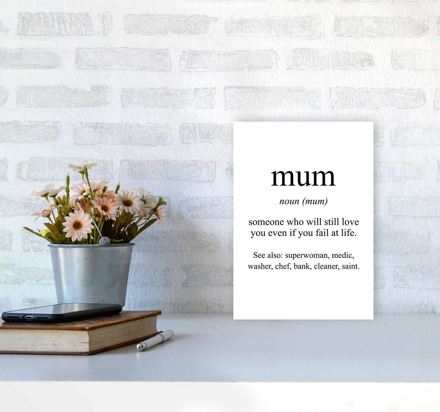 Mum Framed Typography Wall Art Print A4 Black Frame