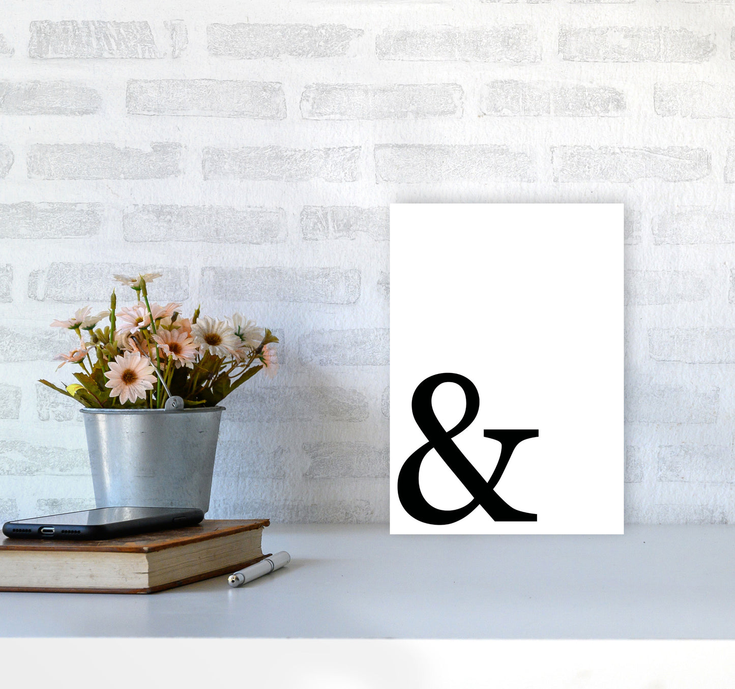 Ampersand Framed Typography Wall Art Print A4 Black Frame