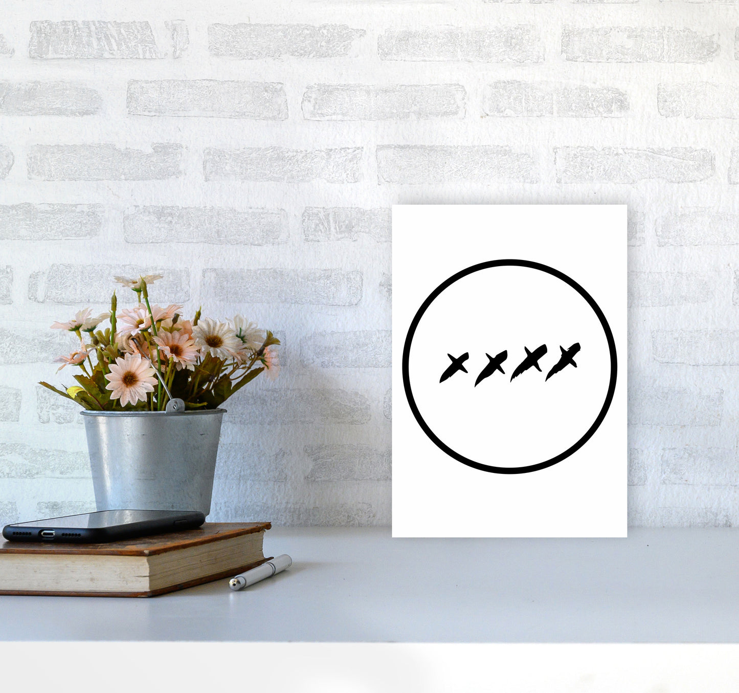 XXXX Kisses Modern Print A4 Black Frame