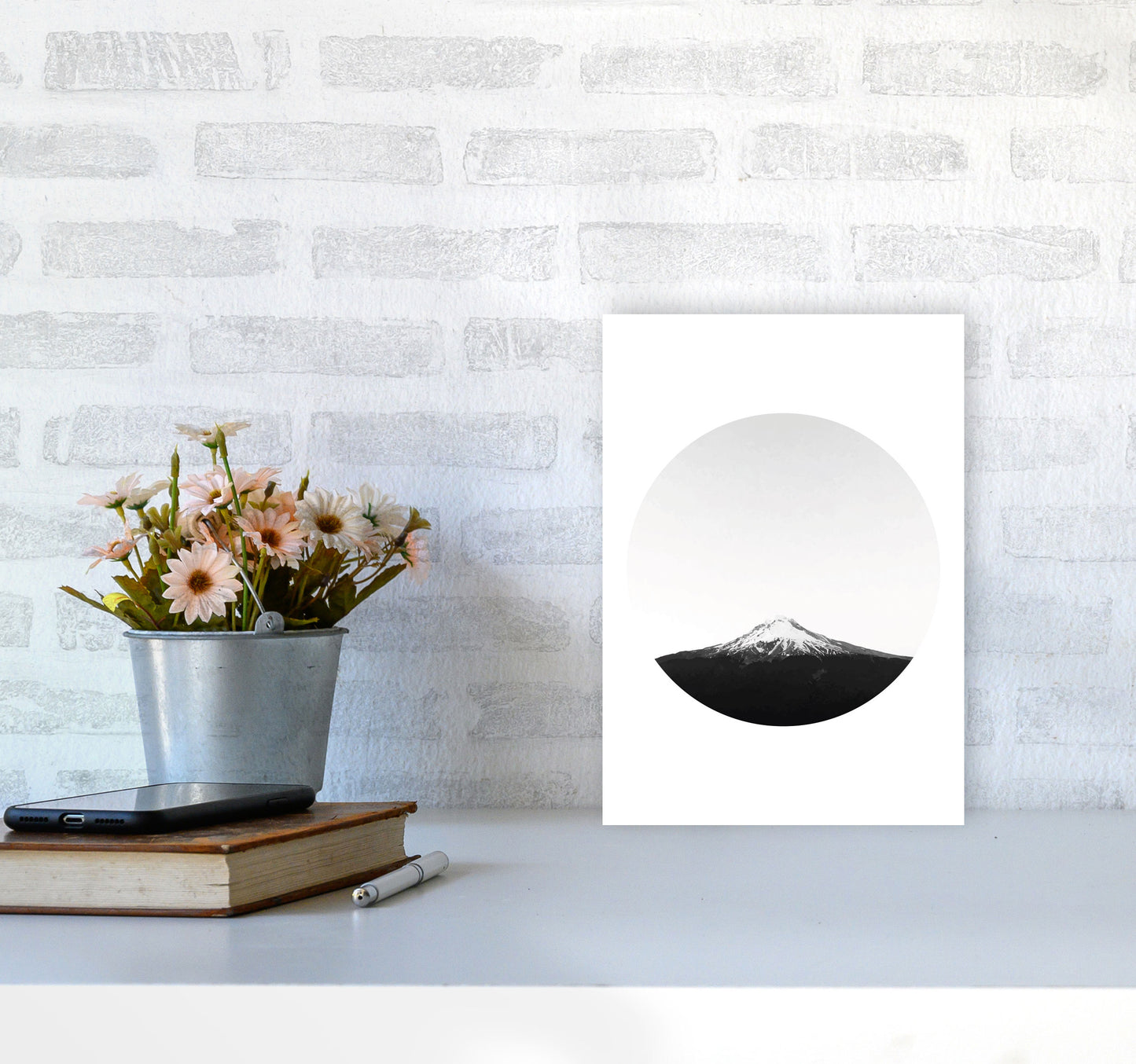 Abstract Mountain Modern Print A4 Black Frame
