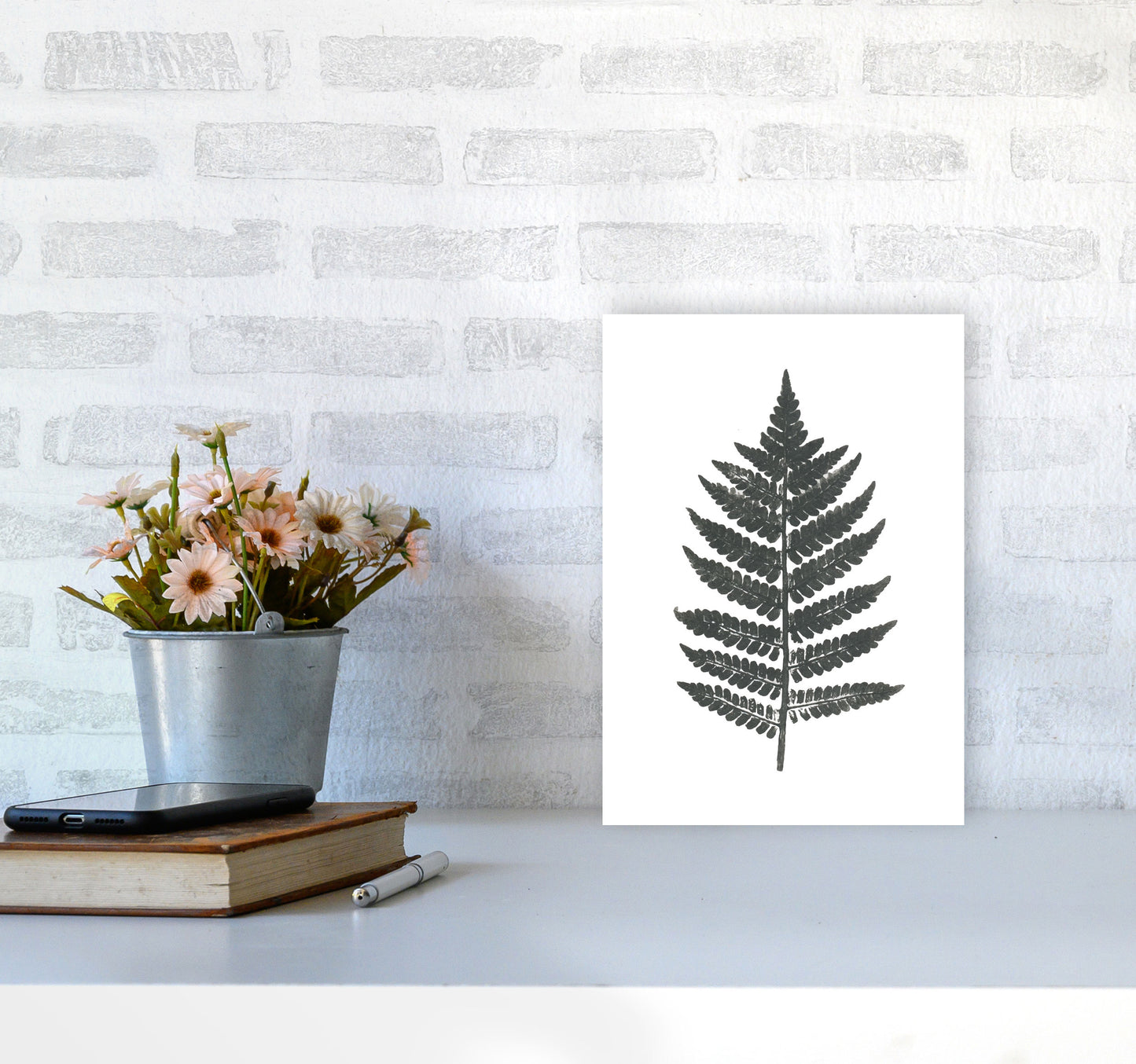 Vintage Fern Modern Print, Framed Botanical & Nature Art Print A4 Black Frame