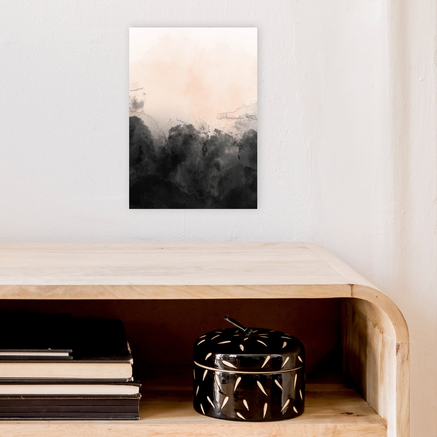 Nude And Black Watercolour 3 Art Print by Pixy Paper A4 Black Frame