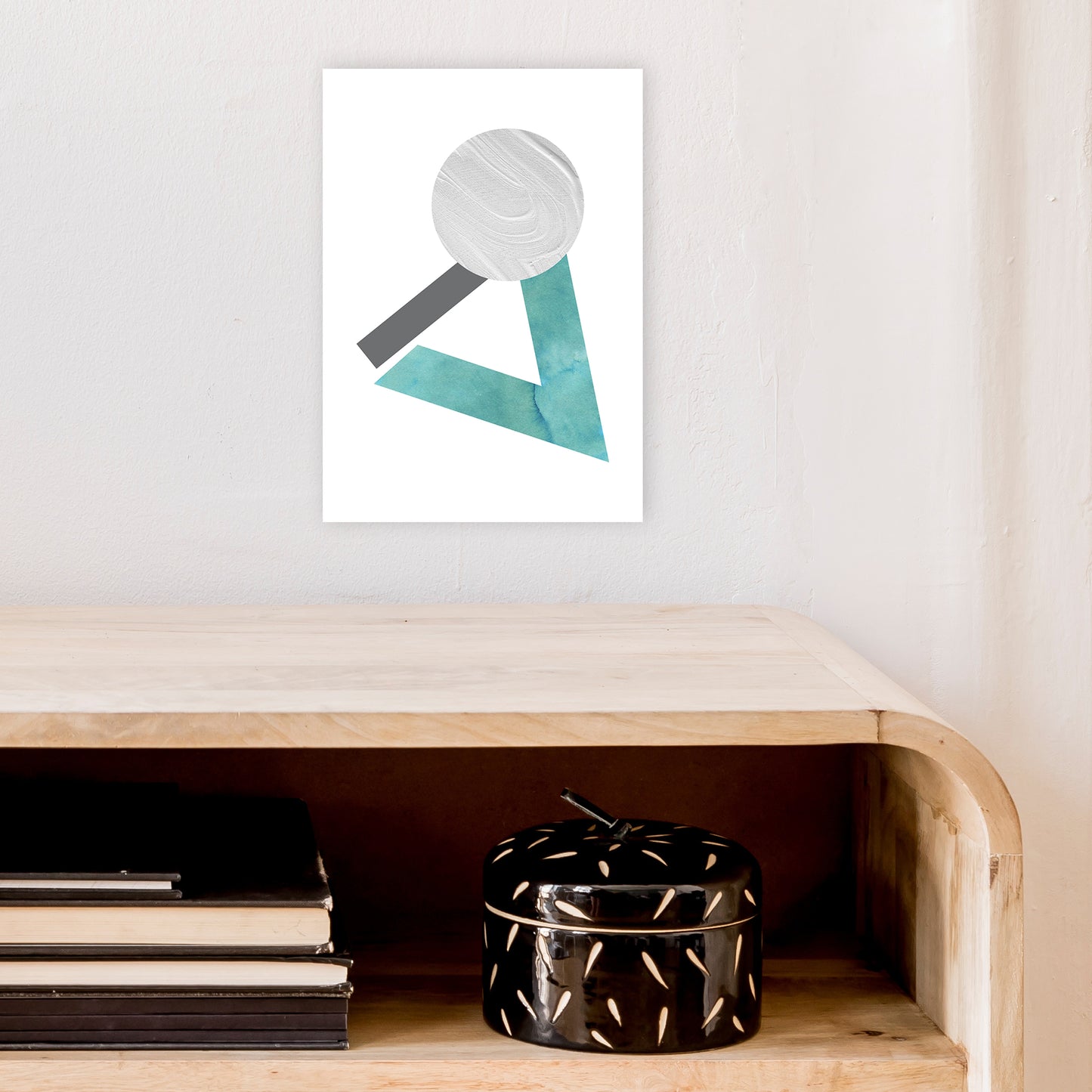 Marble Teal And Silver 3 Art Print by Pixy Paper A4 Black Frame
