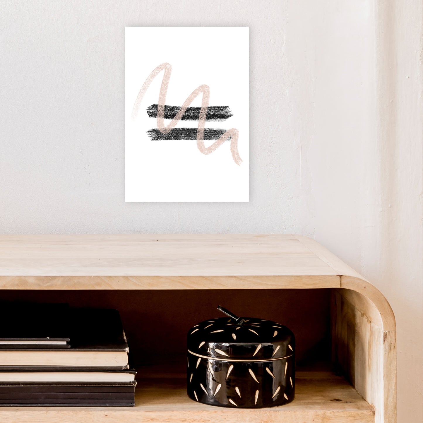 Dalia Chalk Pink And Black Line Contrast Art Print by Pixy Paper A4 Black Frame