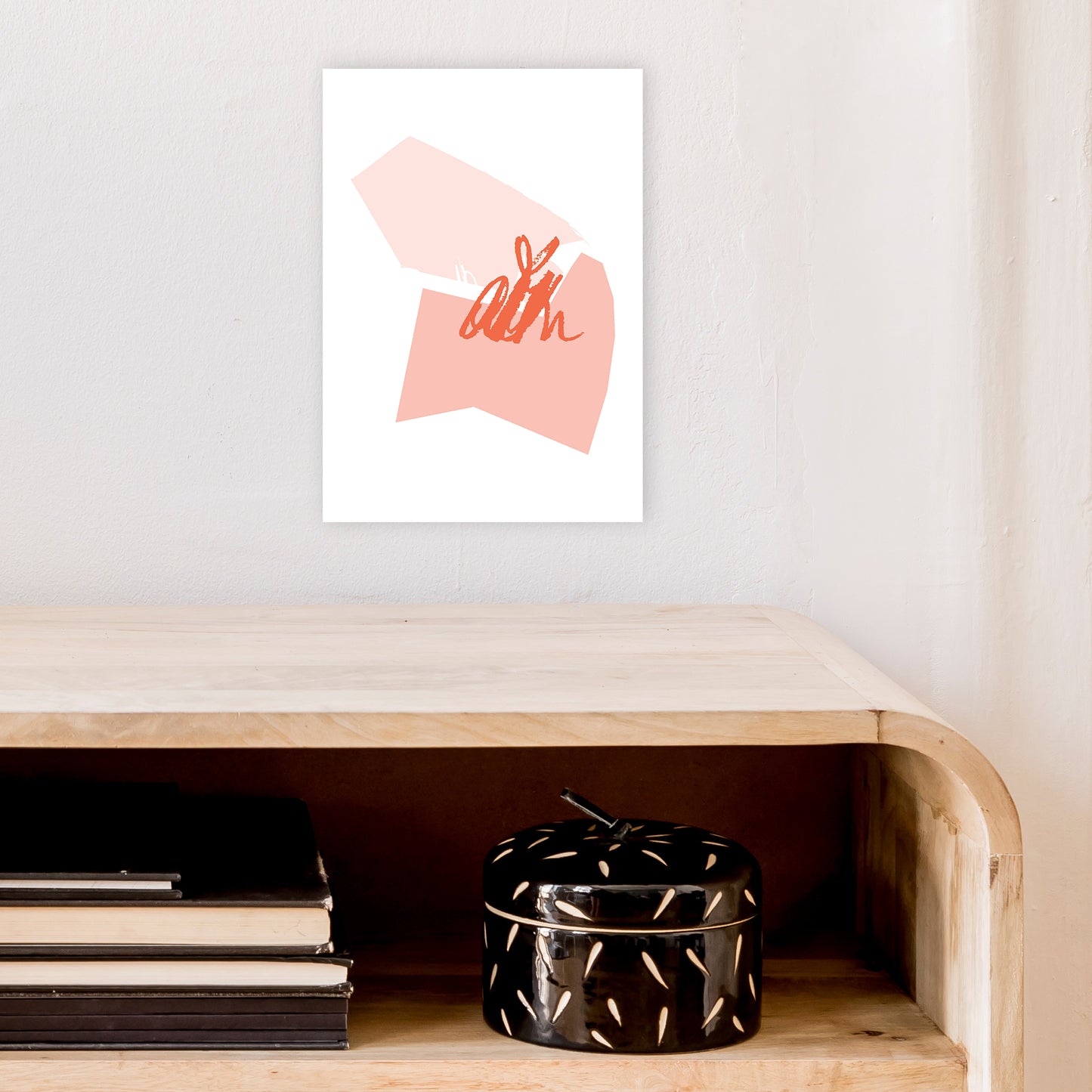 Pink And Coral Palette Shapes Art Print by Pixy Paper A4 Black Frame