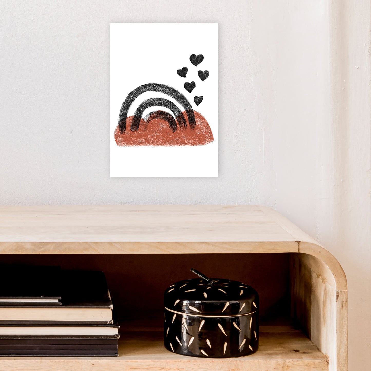 Dalia Chalk Black Rainbow Art Print by Pixy Paper A4 Black Frame
