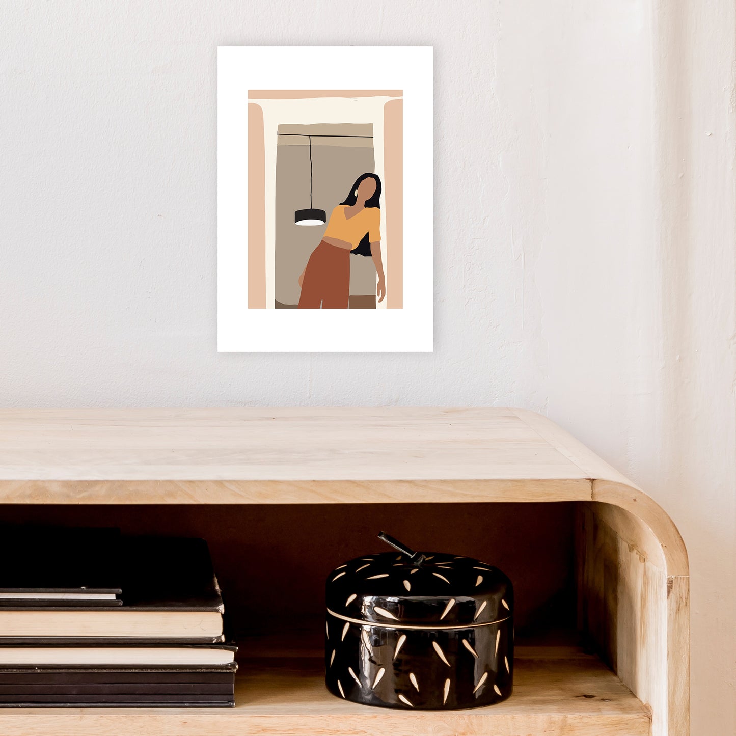 Mica Girl In Doorway N10 Art Print by Pixy Paper A4 Black Frame