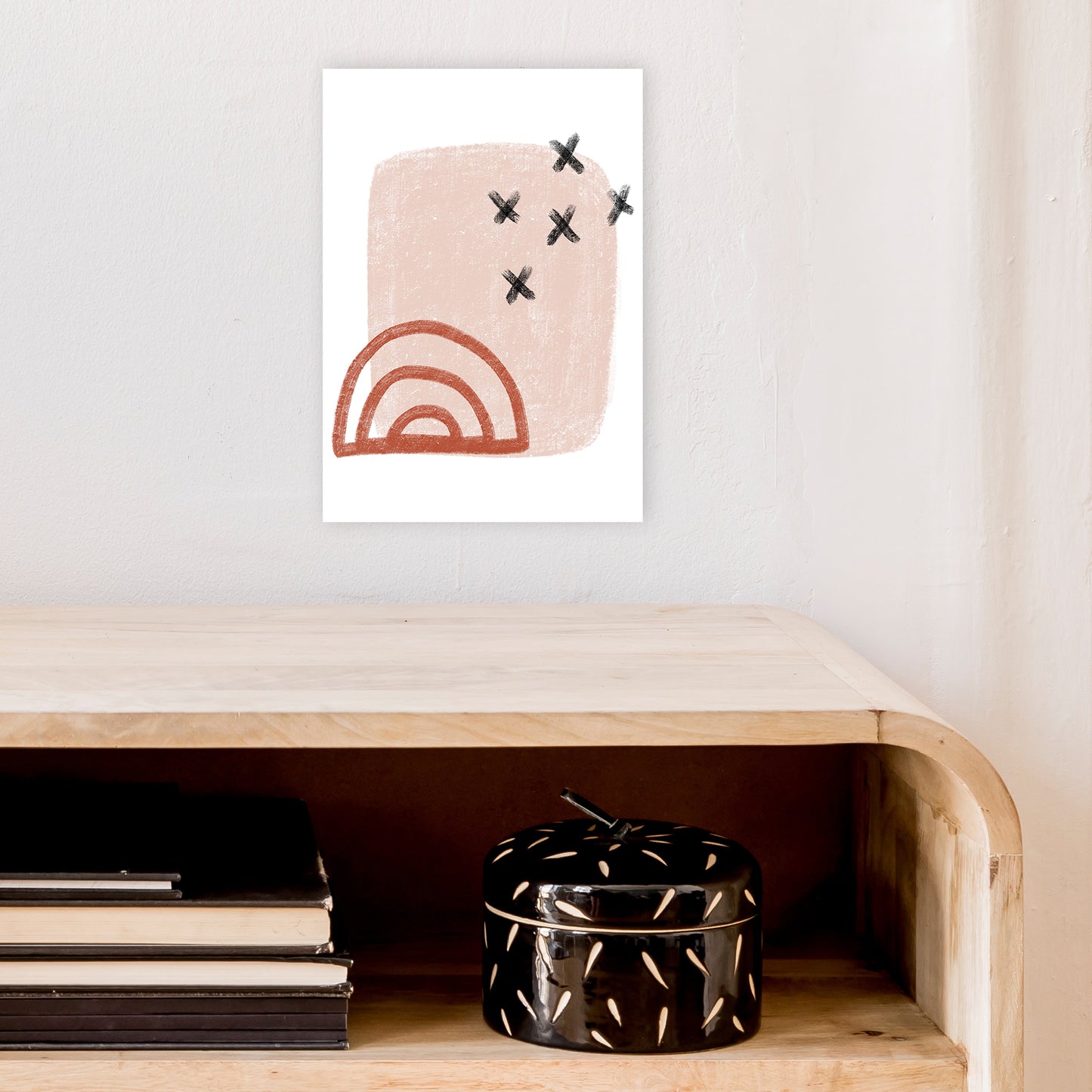 Dalia Chalk Red Rainbow Art Print by Pixy Paper A4 Black Frame