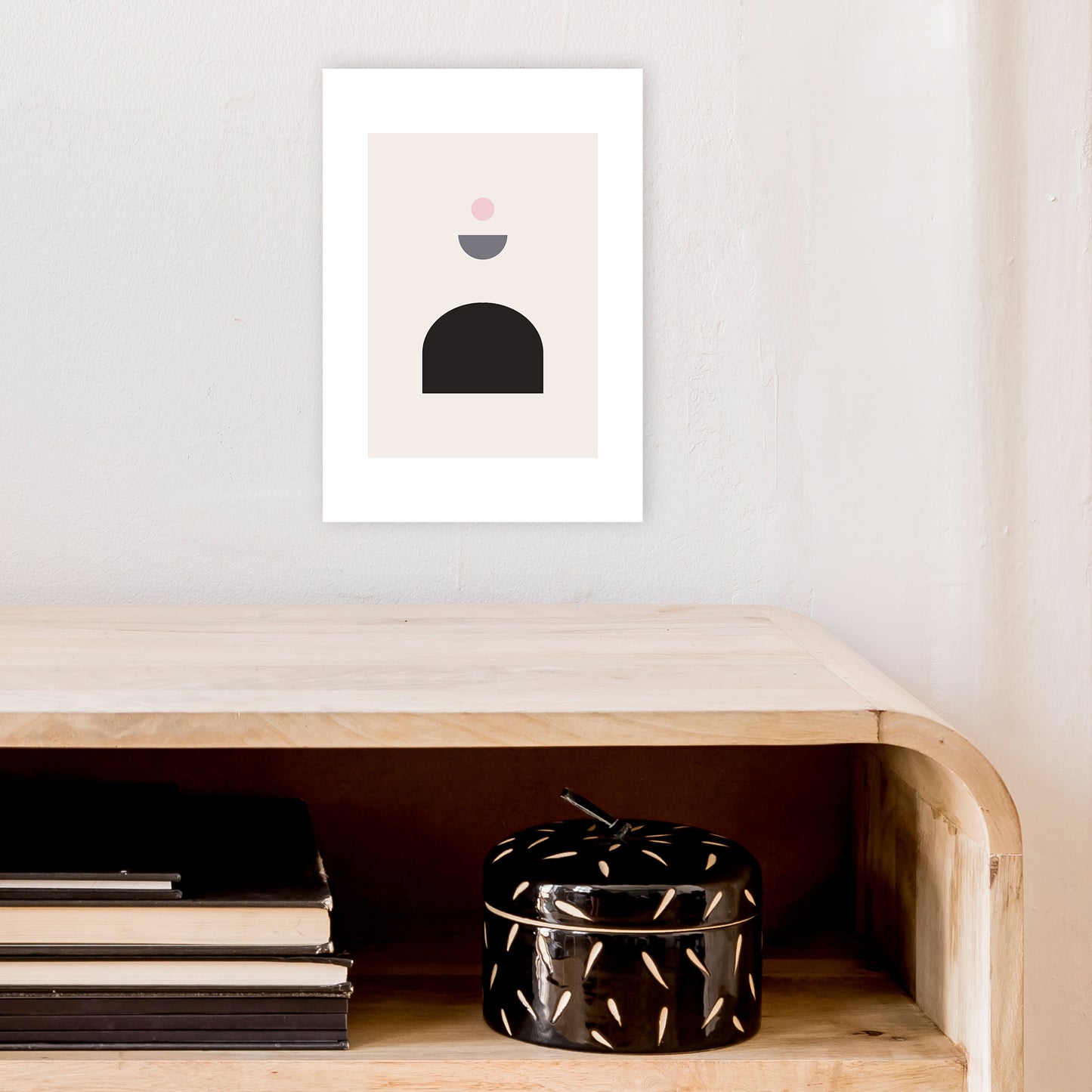 Mila Pink Abstract N13 Art Print by Pixy Paper A4 Black Frame