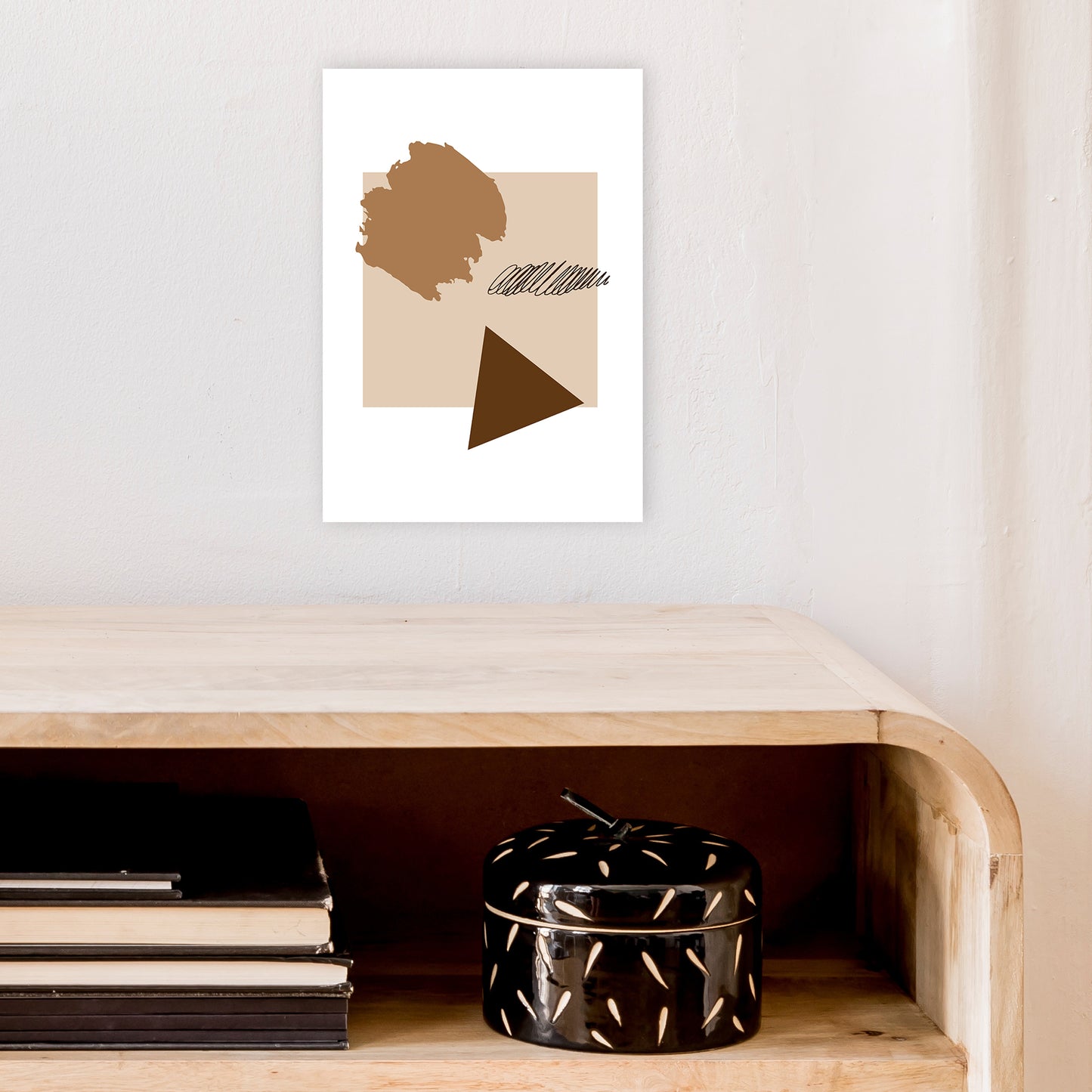 Square Mismatch Taupe Art Print by Pixy Paper A4 Black Frame