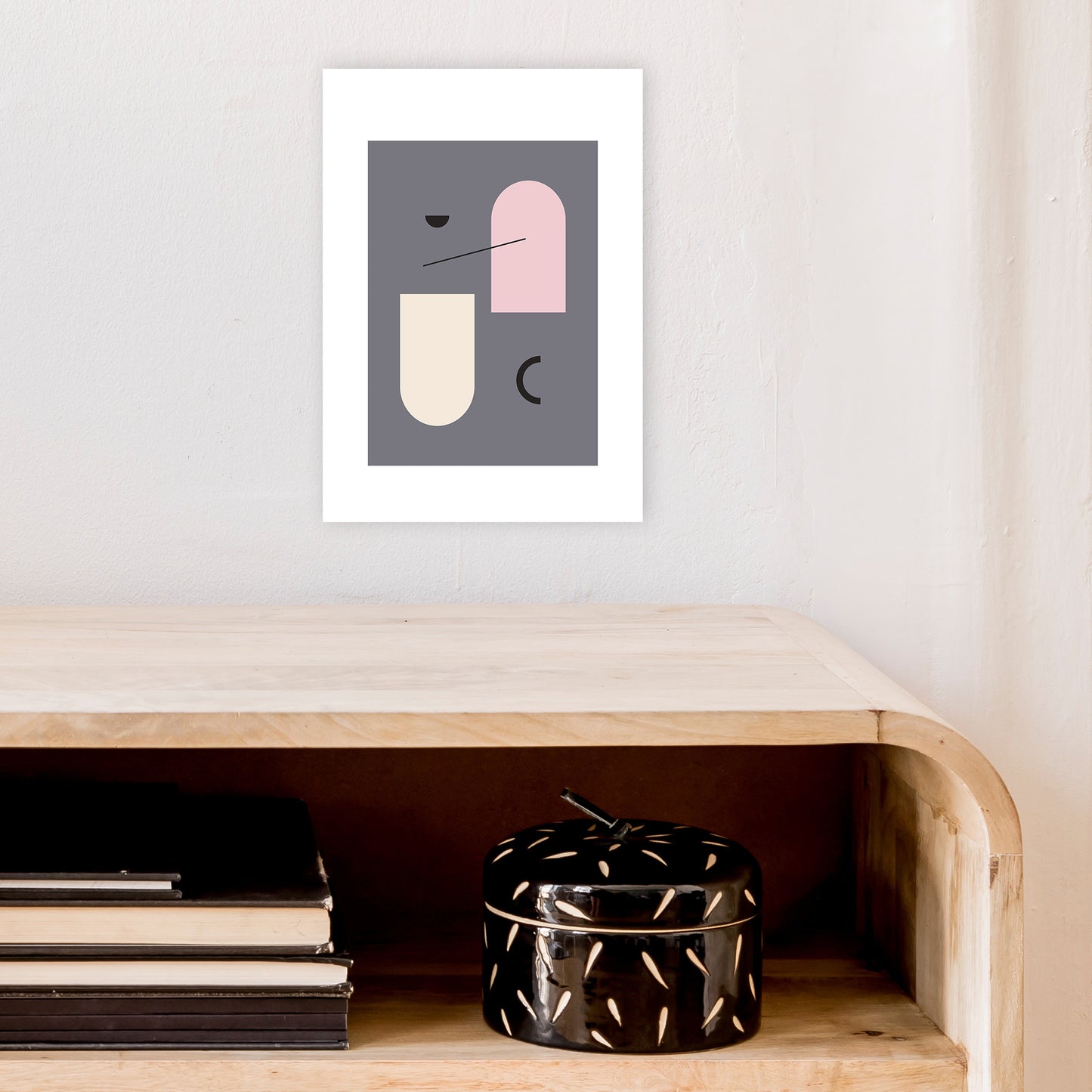 Mila Abstract Pink N5 Art Print by Pixy Paper A4 Black Frame