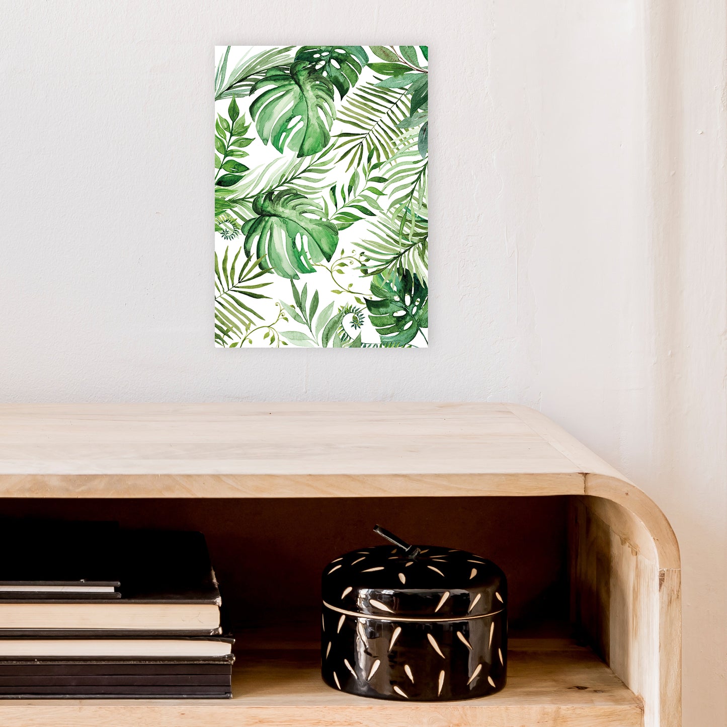 Full Page Leaves Exotic Art Print by Pixy Paper A4 Black Frame