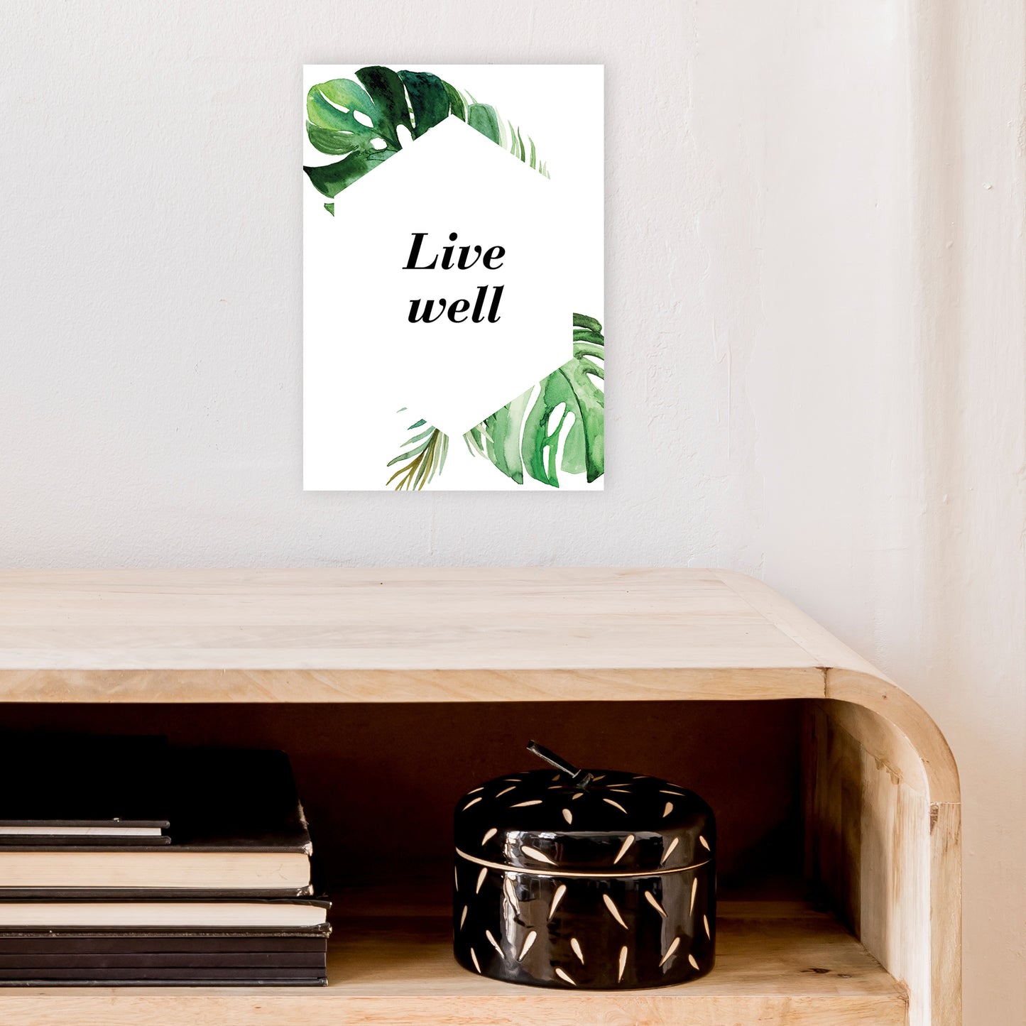 Live Well Exotic Art Print by Pixy Paper A4 Black Frame