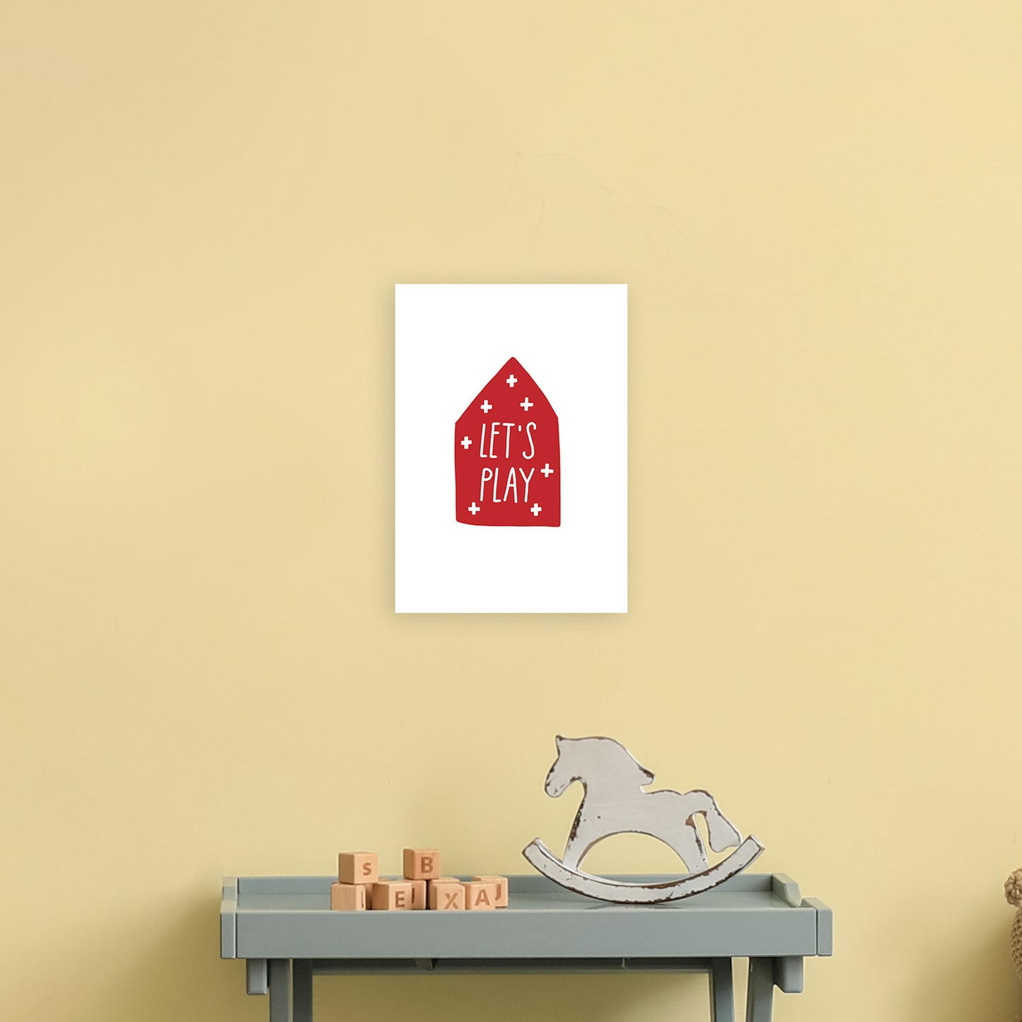 Let'S Play House Red Super Scandi Art Print by Pixy Paper A4 Black Frame