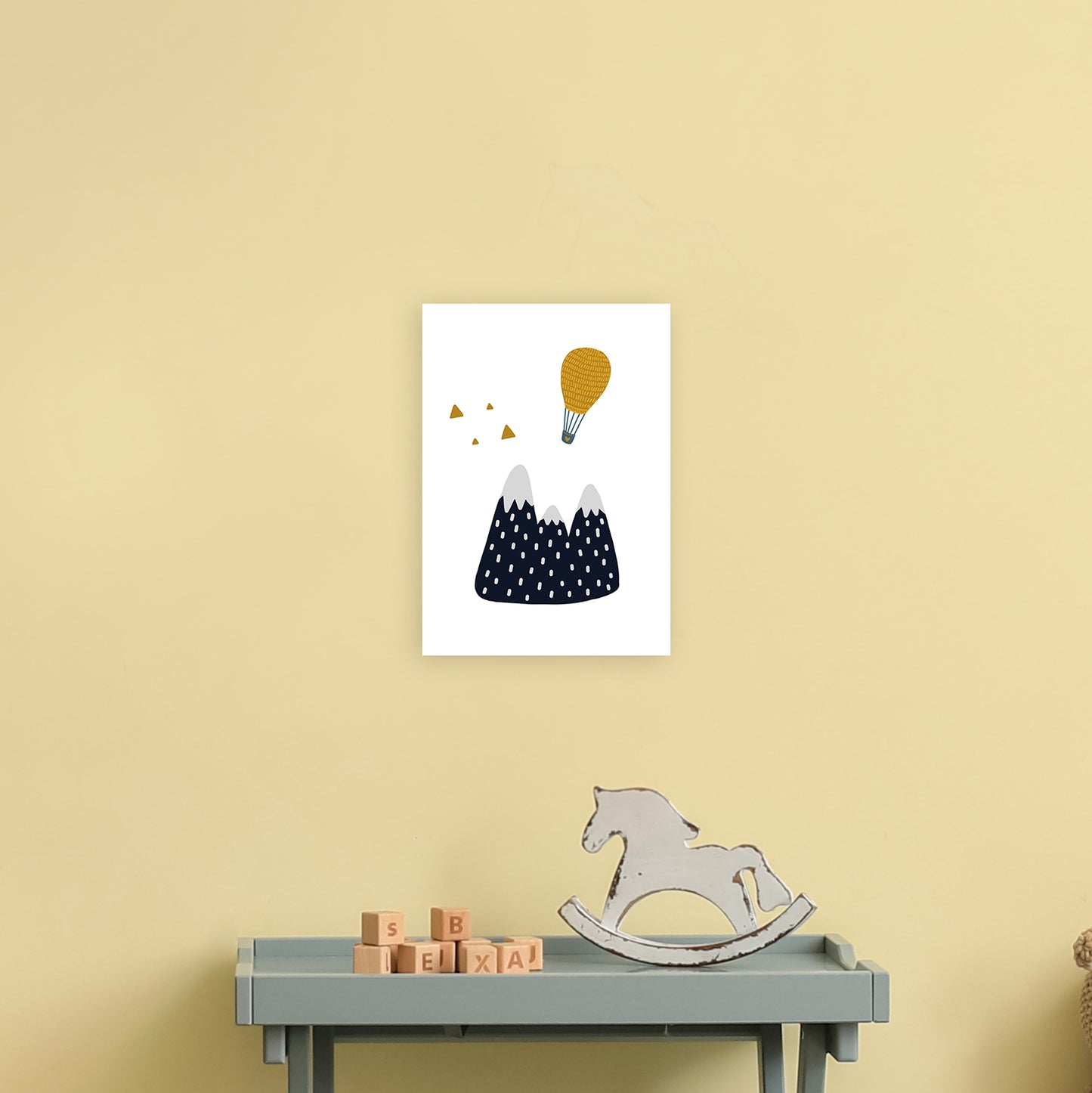 Little Explorer Hot Air Balloon Art Print by Pixy Paper A4 Black Frame