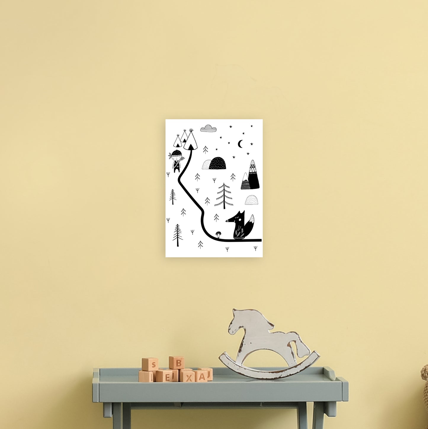 Little Explorer Winding Road Art Print by Pixy Paper A4 Black Frame