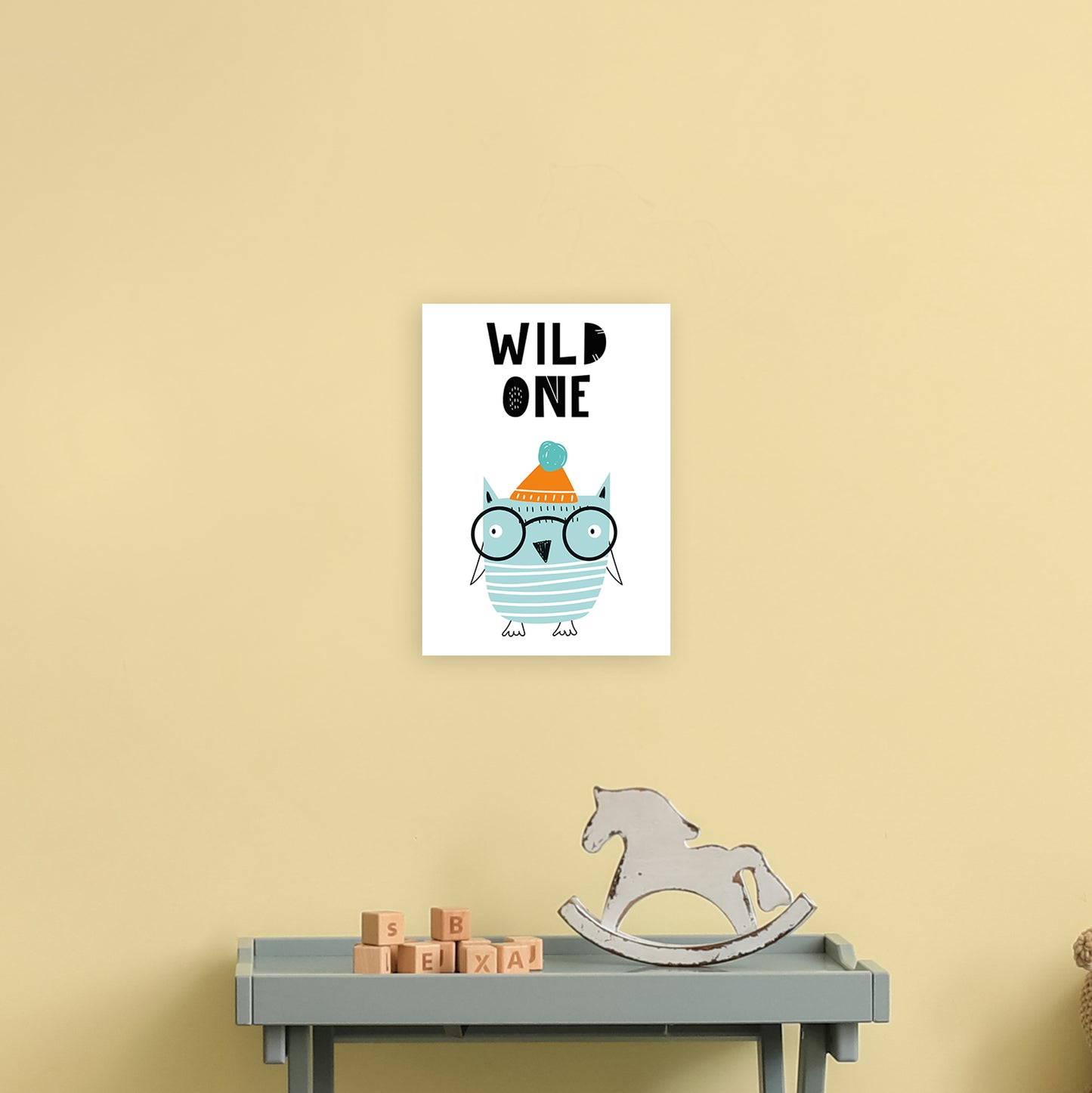 Wild One Owl Animal Pop Art Print by Pixy Paper A4 Black Frame