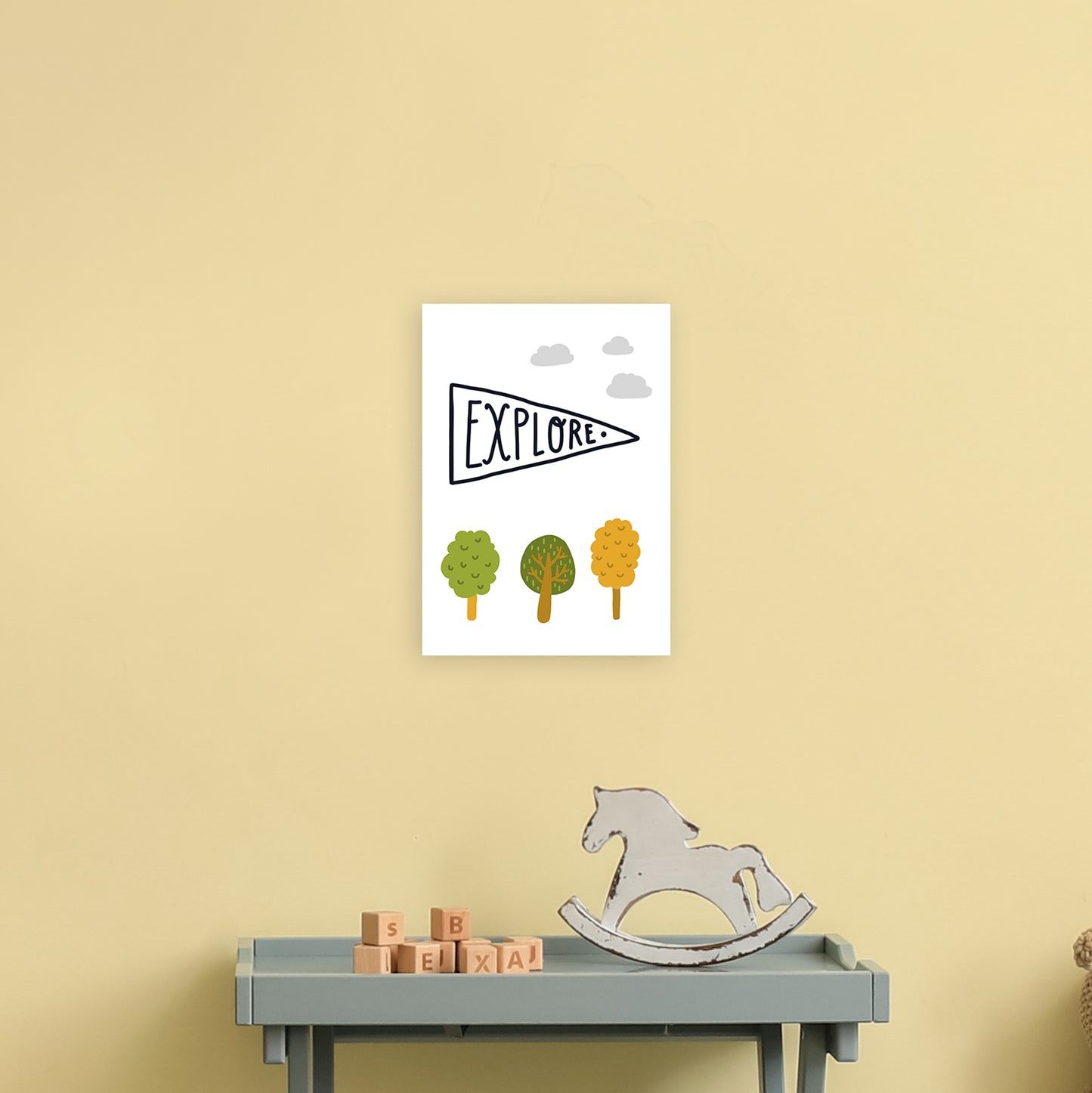 Little Explorer Sign Art Print by Pixy Paper A4 Black Frame