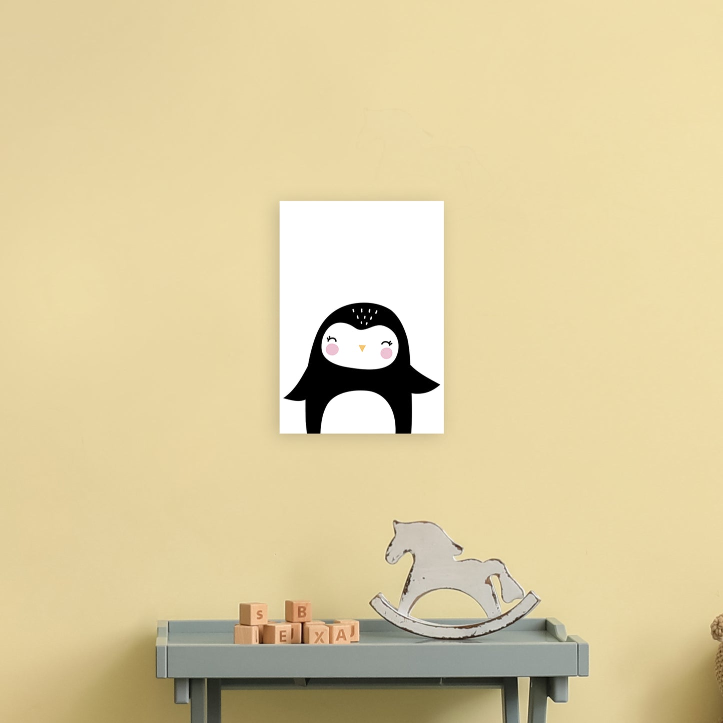 Penguin Art Print by Pixy Paper A4 Black Frame