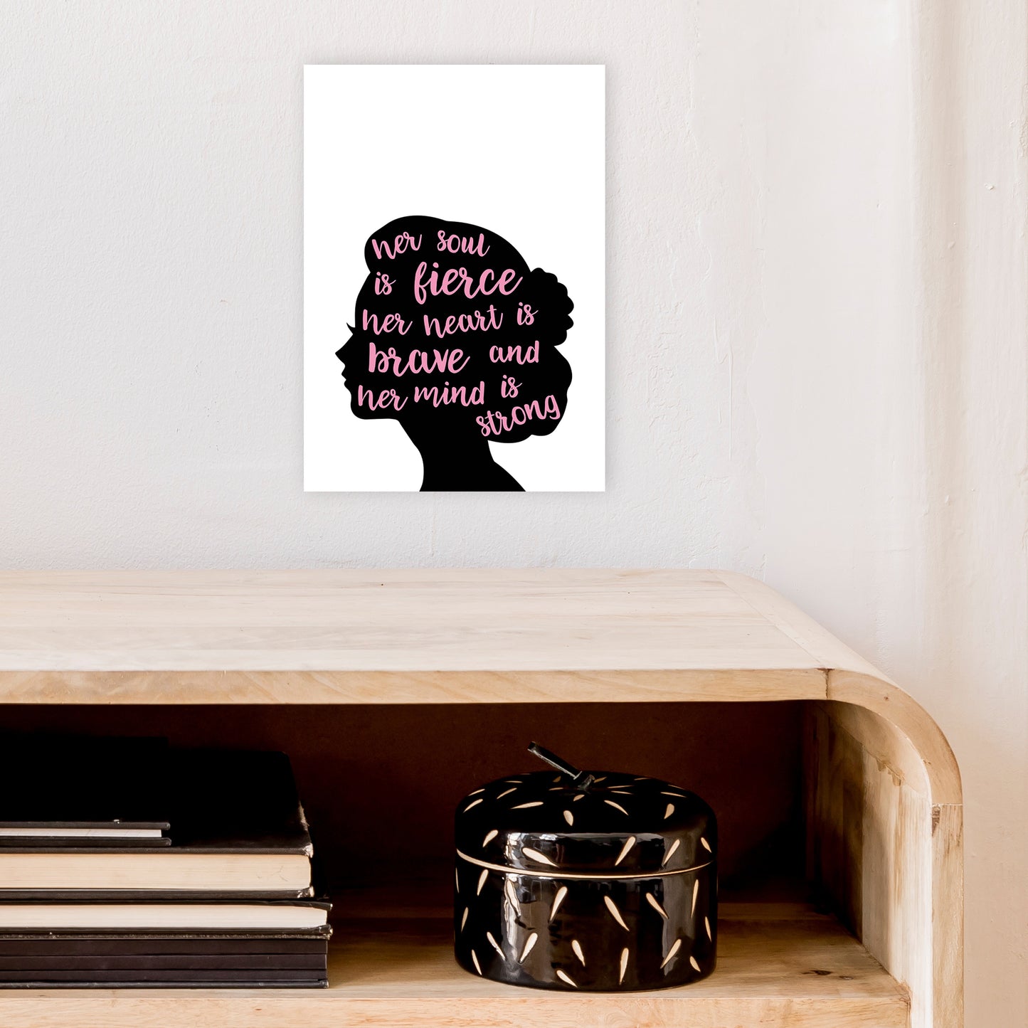 Her Soul Is Fierce Pink Art Print by Pixy Paper A4 Black Frame