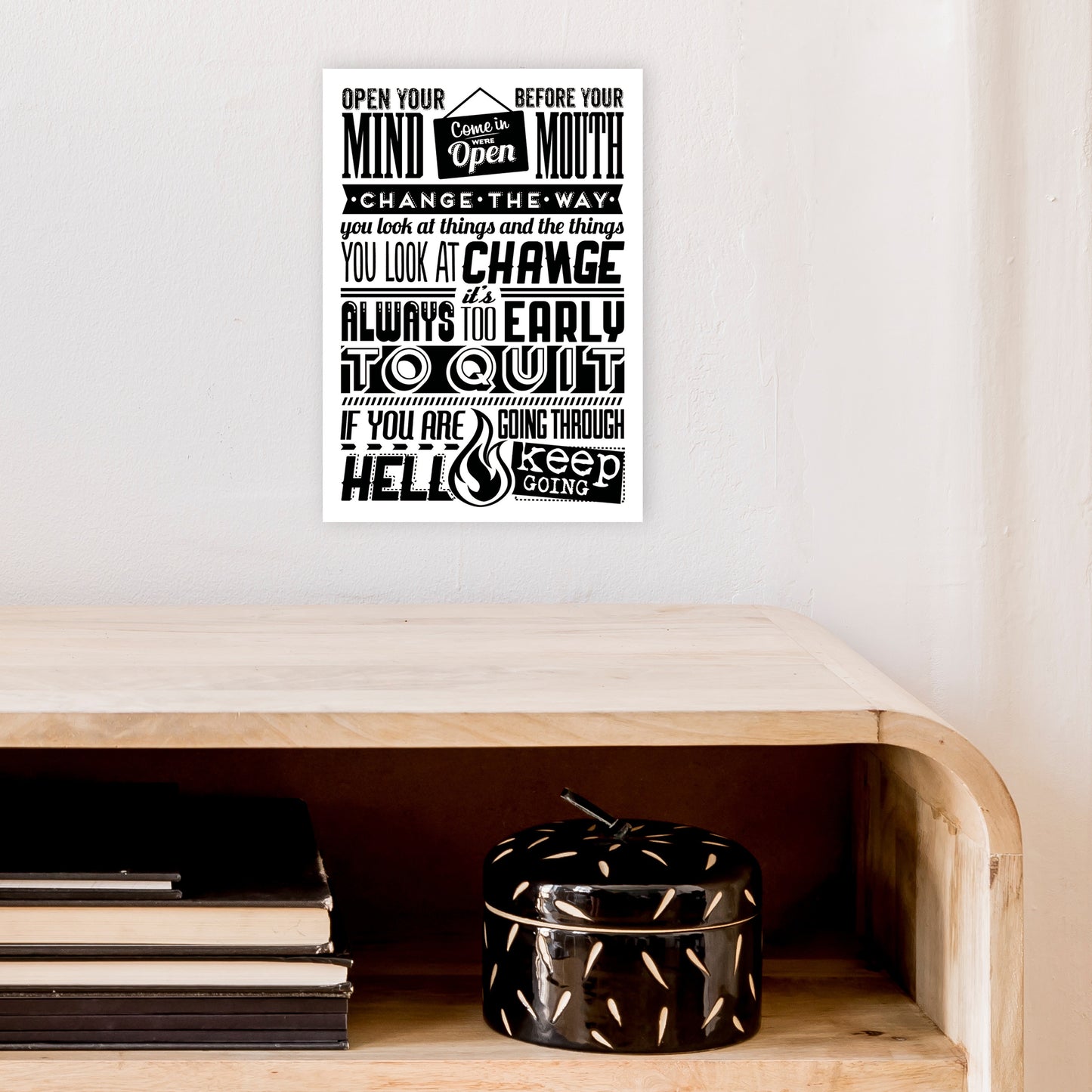 Open Your Mind Vintage Art Print by Pixy Paper A4 Black Frame