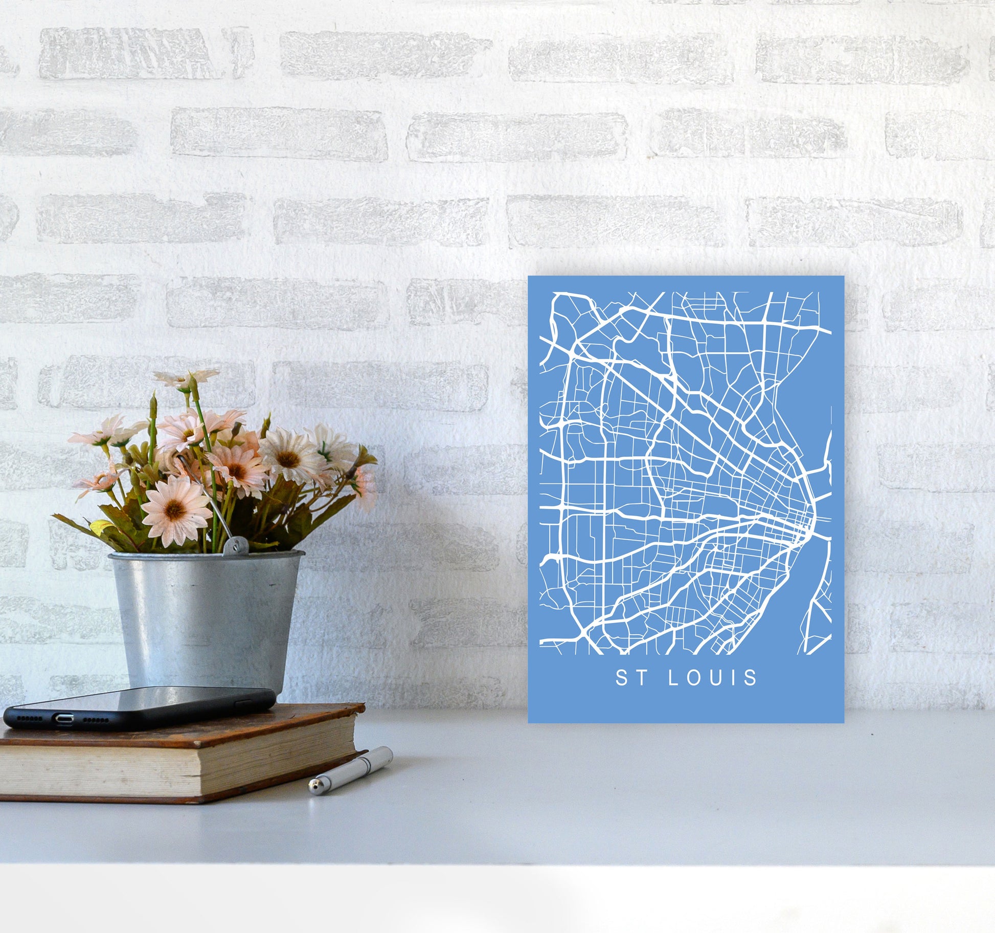 St Louis Map Blueprint Art Print by Pixy Paper A4 Black Frame