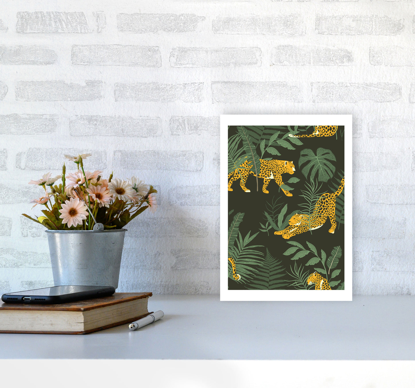 Wild Collection Cheetah Art Print by Pixy Paper A4 Black Frame