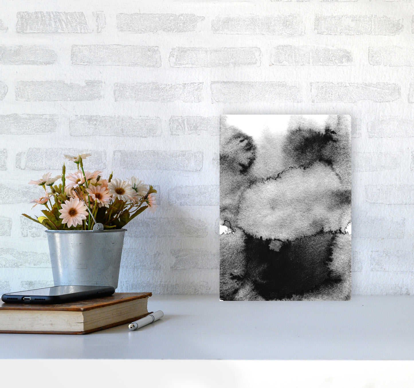 Majestic Monochrome Watercolour 14 Art Print by Pixy Paper A4 Black Frame