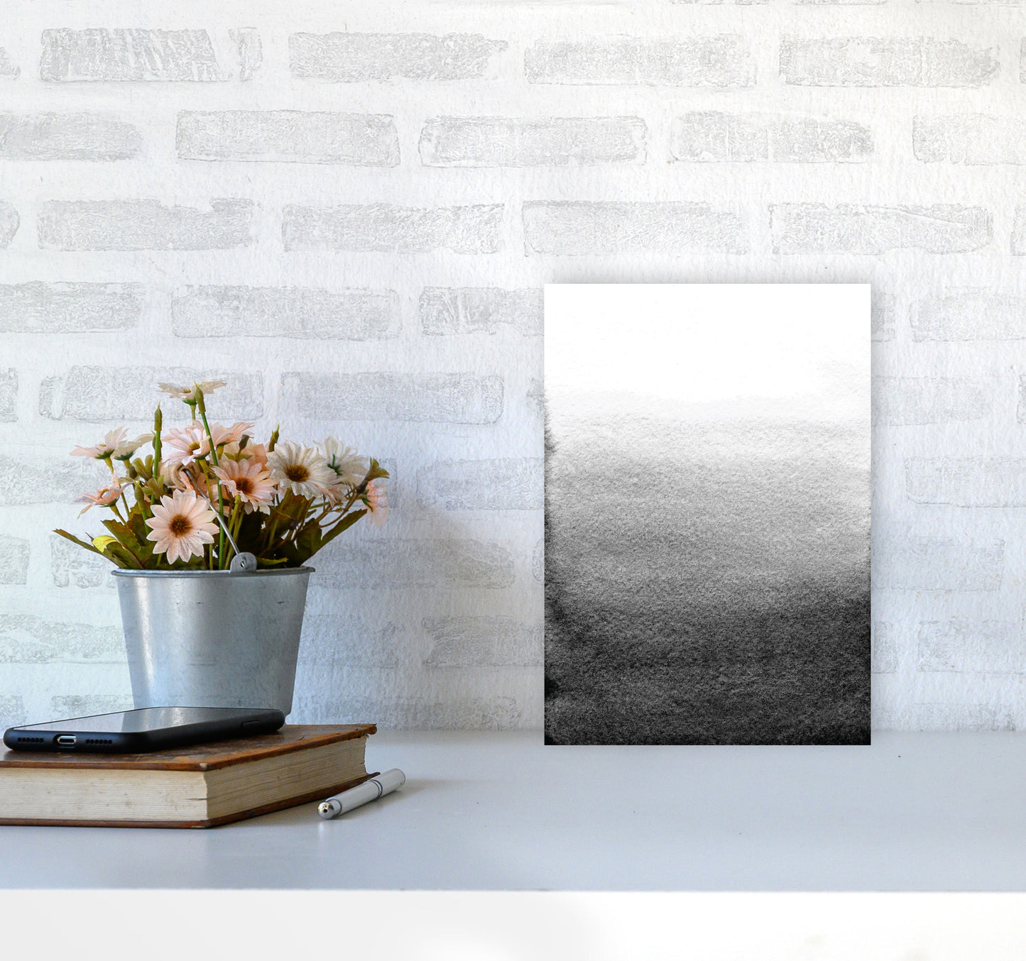 Majestic Monochrome Watercolour 13 Art Print by Pixy Paper A4 Black Frame