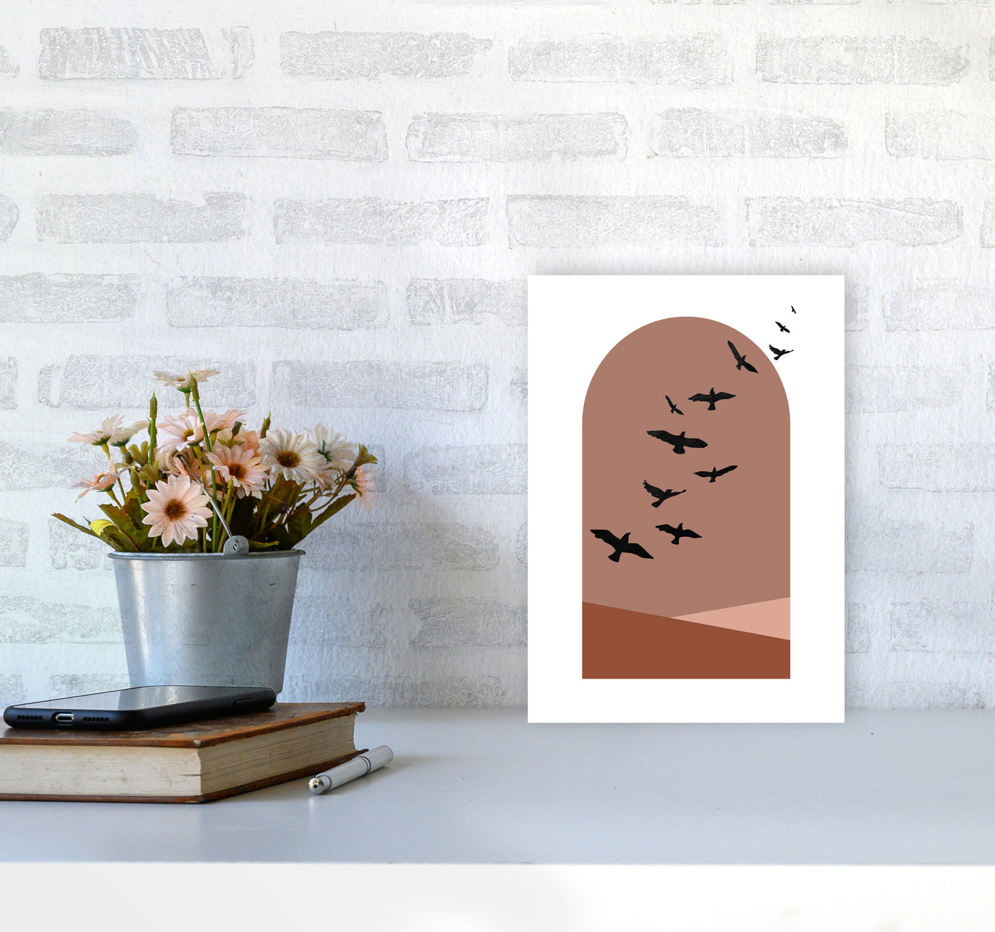 Autumn Saffron abstract Art Print by Pixy Paper A4 Black Frame