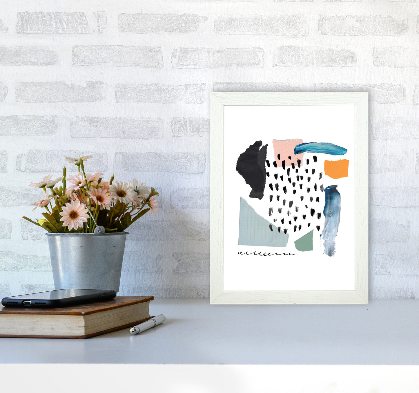 Abstract Shapes Artboard Modern Print A4 Oak Frame