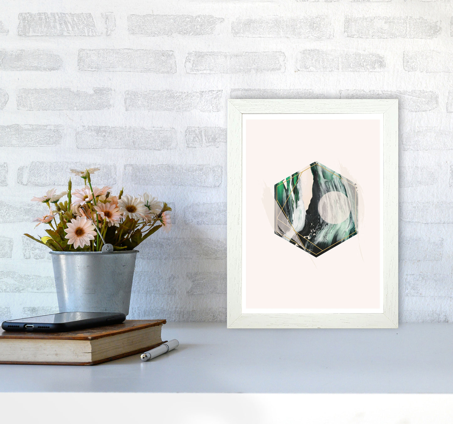 Random Geo Styles 1 Modern Print A4 Oak Frame