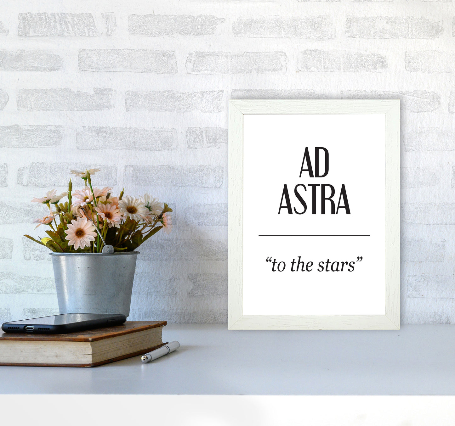 Ad Astra Framed Typography Wall Art Print A4 Oak Frame