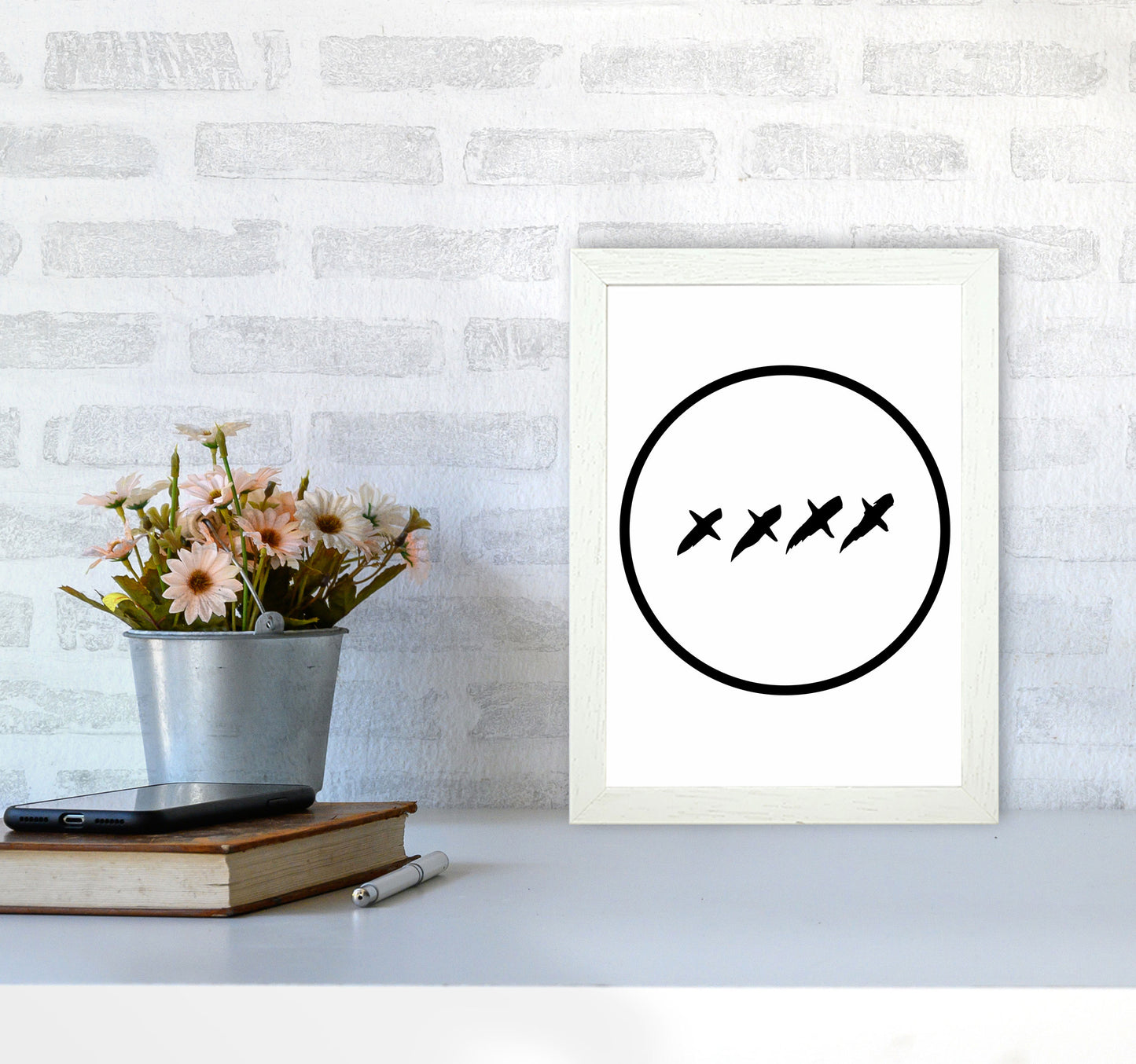 XXXX Kisses Modern Print A4 Oak Frame